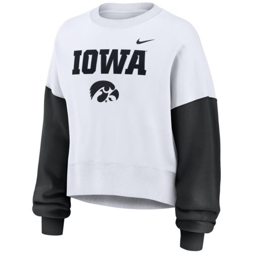 Cozy Iowa Hawkeyes NCAA Women's Sweatshirt - Soft Burnout Fleece Crewneck In Charcoal