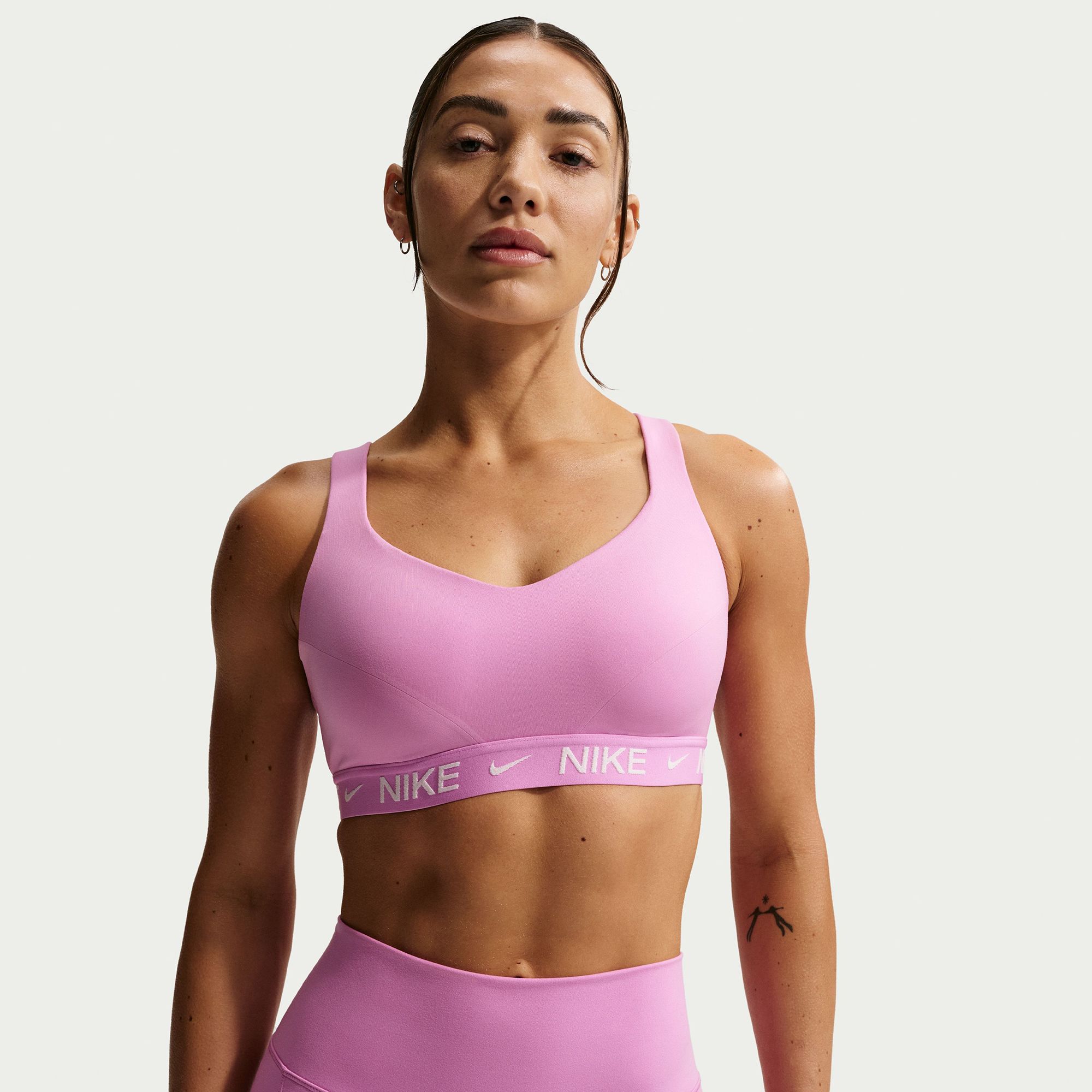 Nike Women's Indy High Support Padded Adjustable Sports Bra Lt Magenta thumbnail