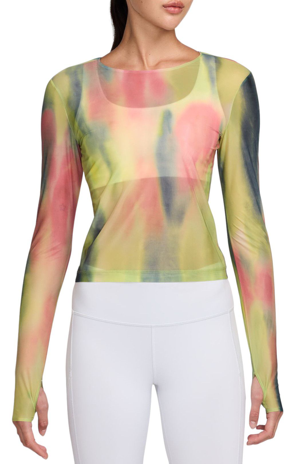 Nike Women's Artist Collection Dri-FIT Long-Sleeve Sheer Printed Top