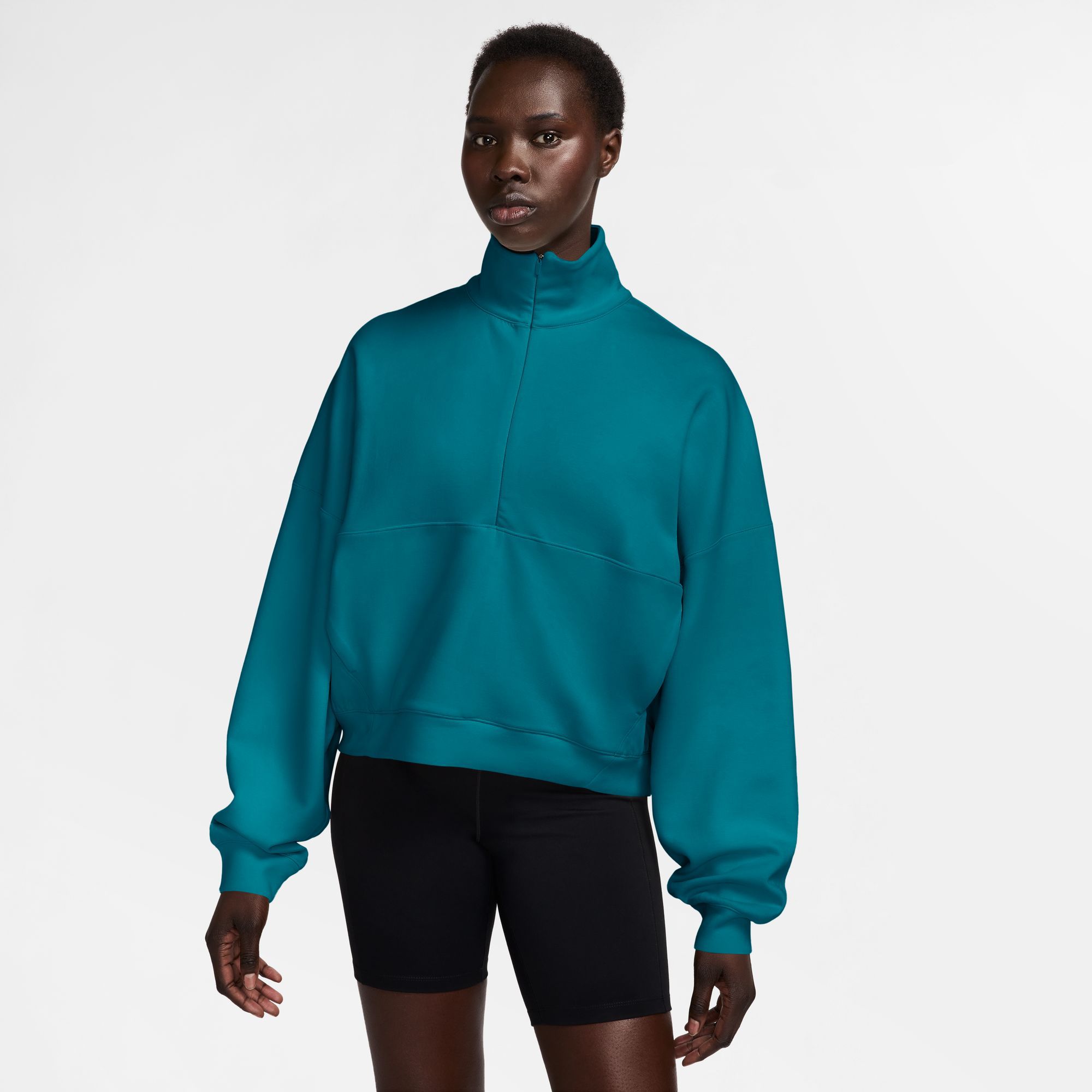 Nike Women's 24.7 ImpossiblySoft Oversized 1/2 Zip Sweatshirt, Medium, Bright Spruce