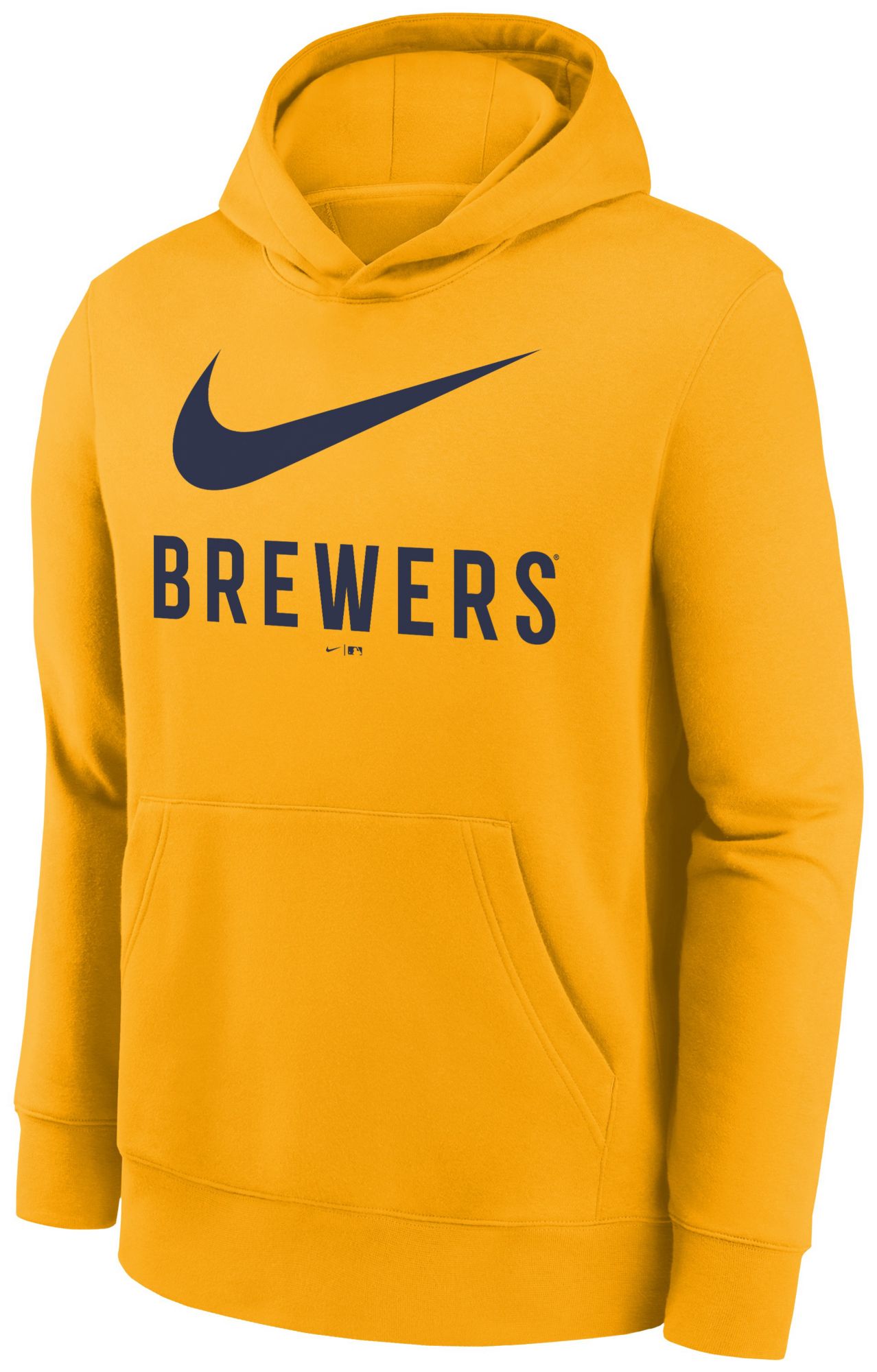 Nike Youth Milwaukee Brewers Club Swoosh Yellow Hoodie