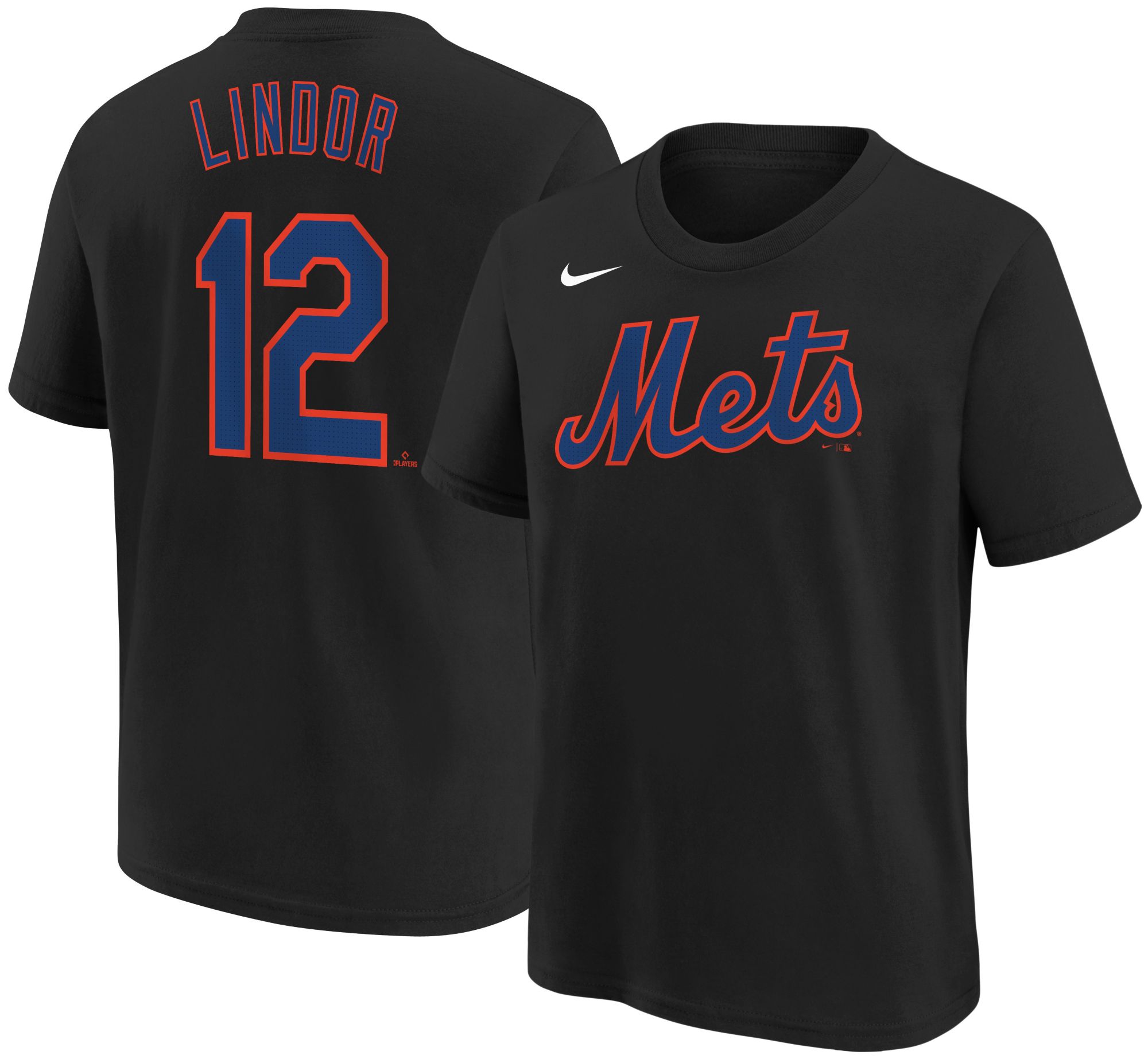 Nike Youth New York Mets Francisco Lindor #12 Black T-Shirt