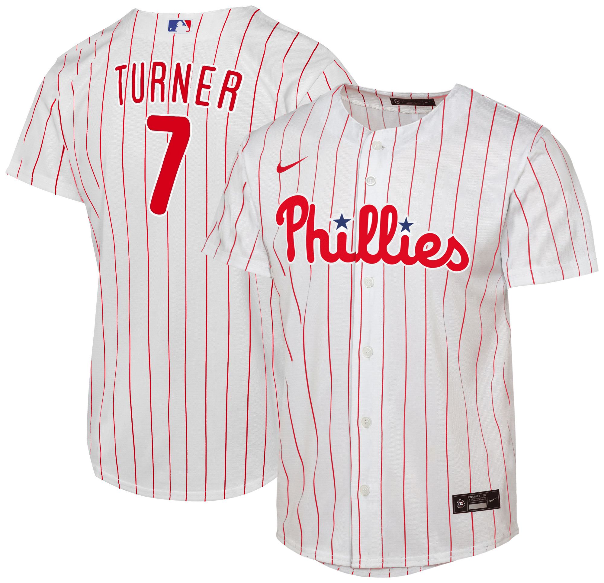 Nike Youth Philadelphia Phillies White Trea Turner #7 Replica Jersey