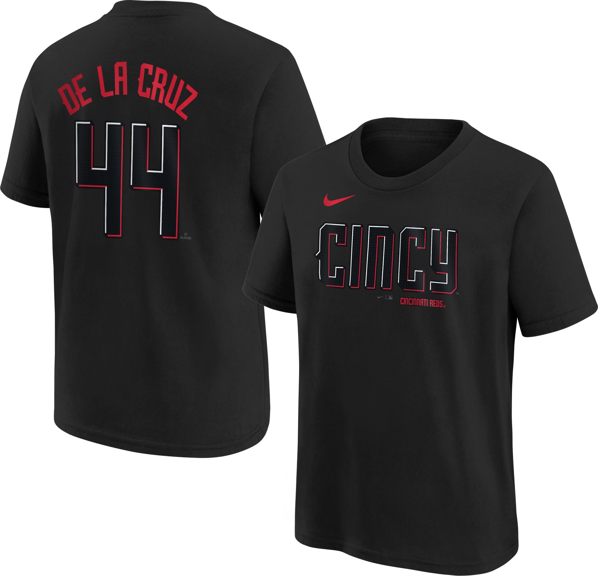 Nike Youth Cincinnati Reds City Connect Elly De La Cruz #44 Black T-Shirt