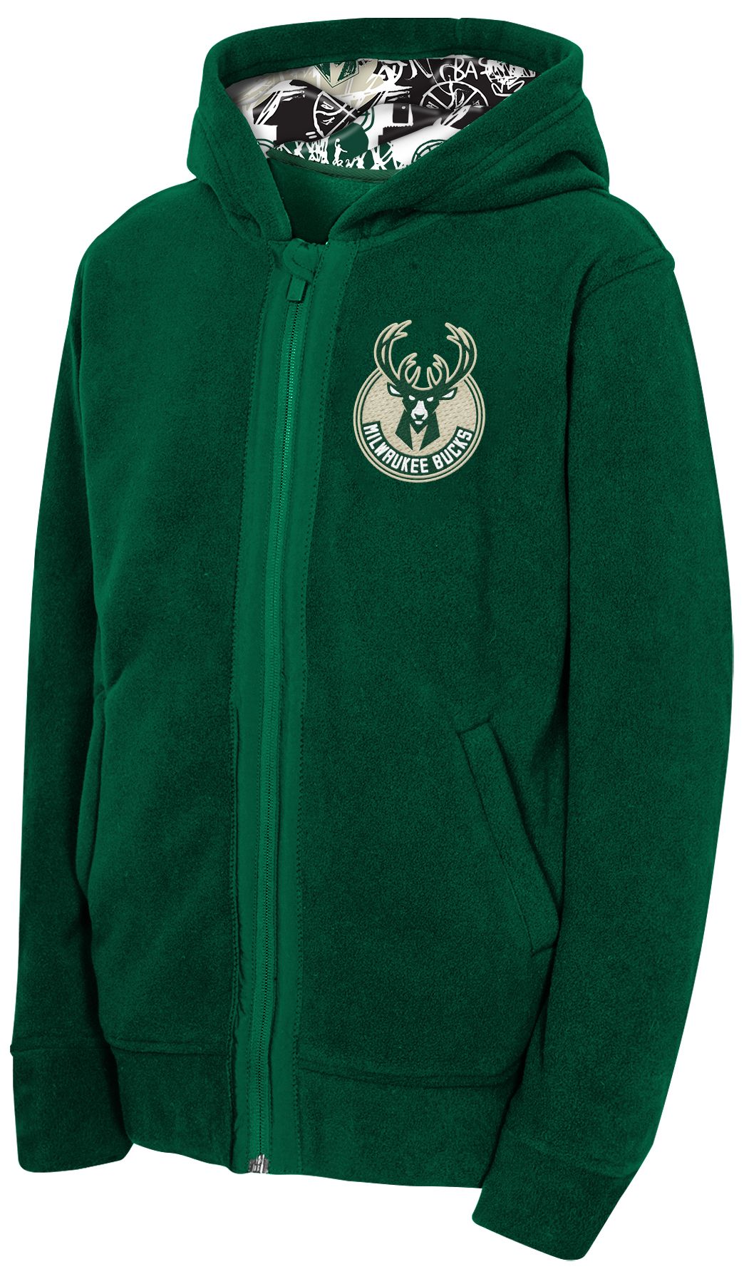 Nike Youth Milwaukee Bucks Keyline Full Zip Sherpa Hoodie