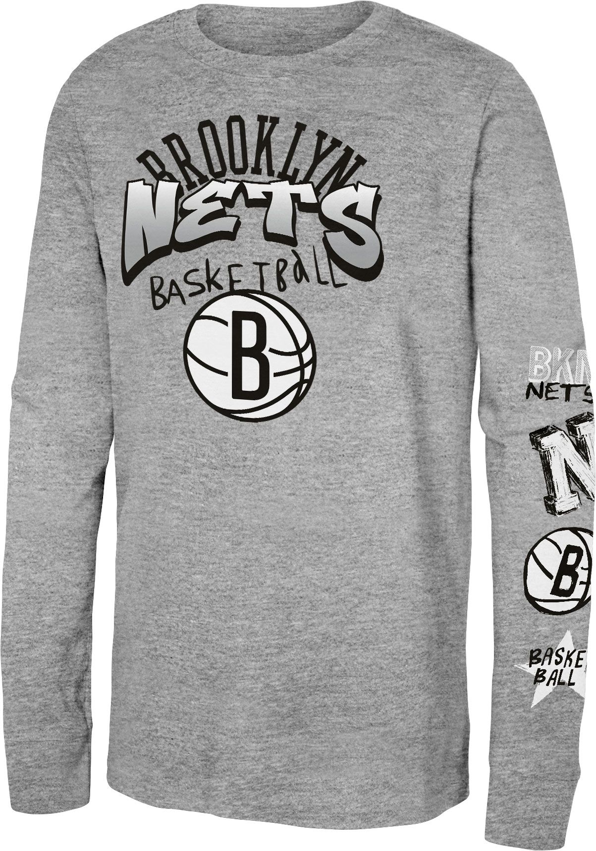 Outerstuff Youth Brooklyn Nets Street Grey Long Sleeve T-Shirt