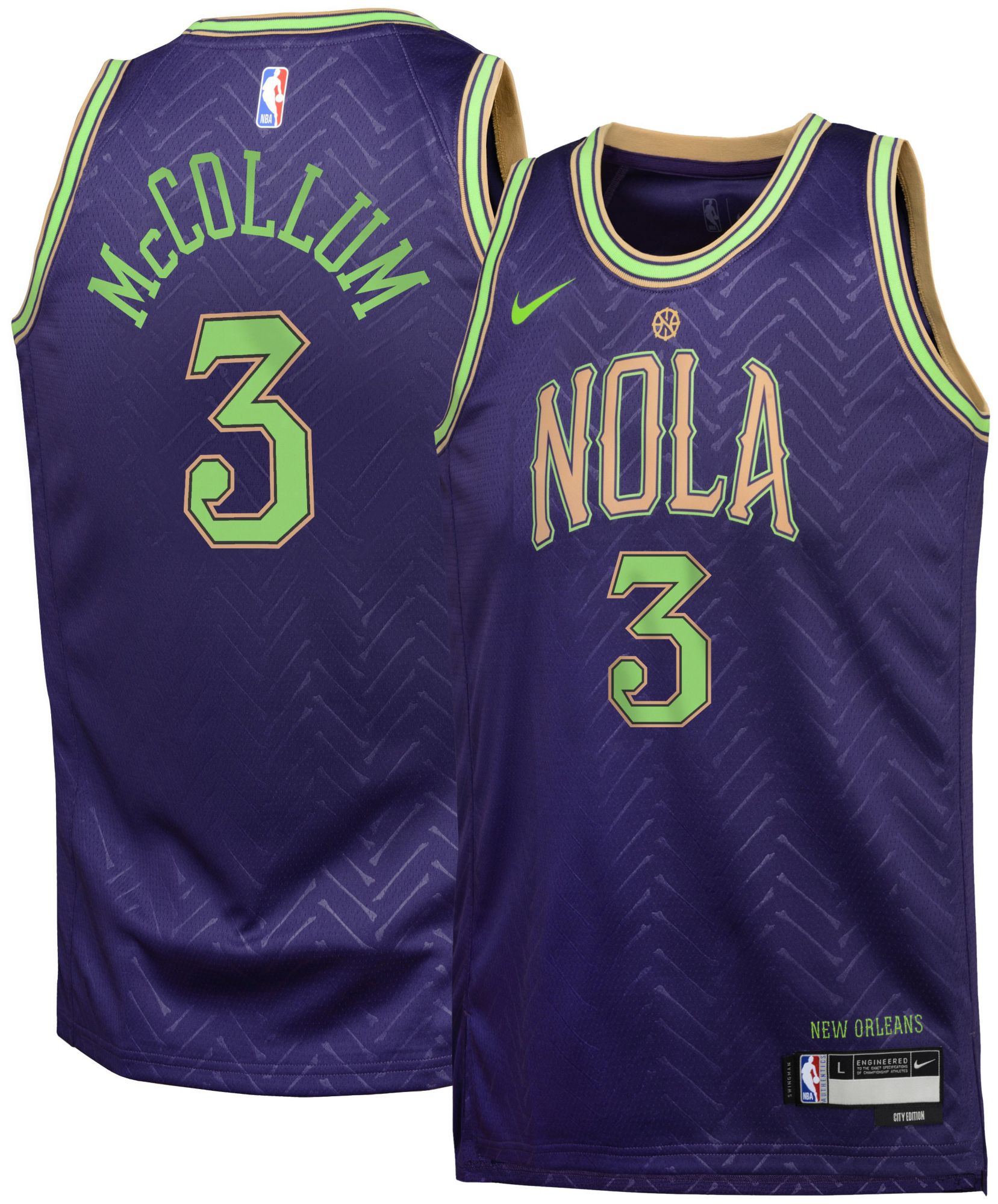 Nike Youth 2024-25 City Edition New Orleans Pelicans CJ McCollum #3 Swingman Jersey