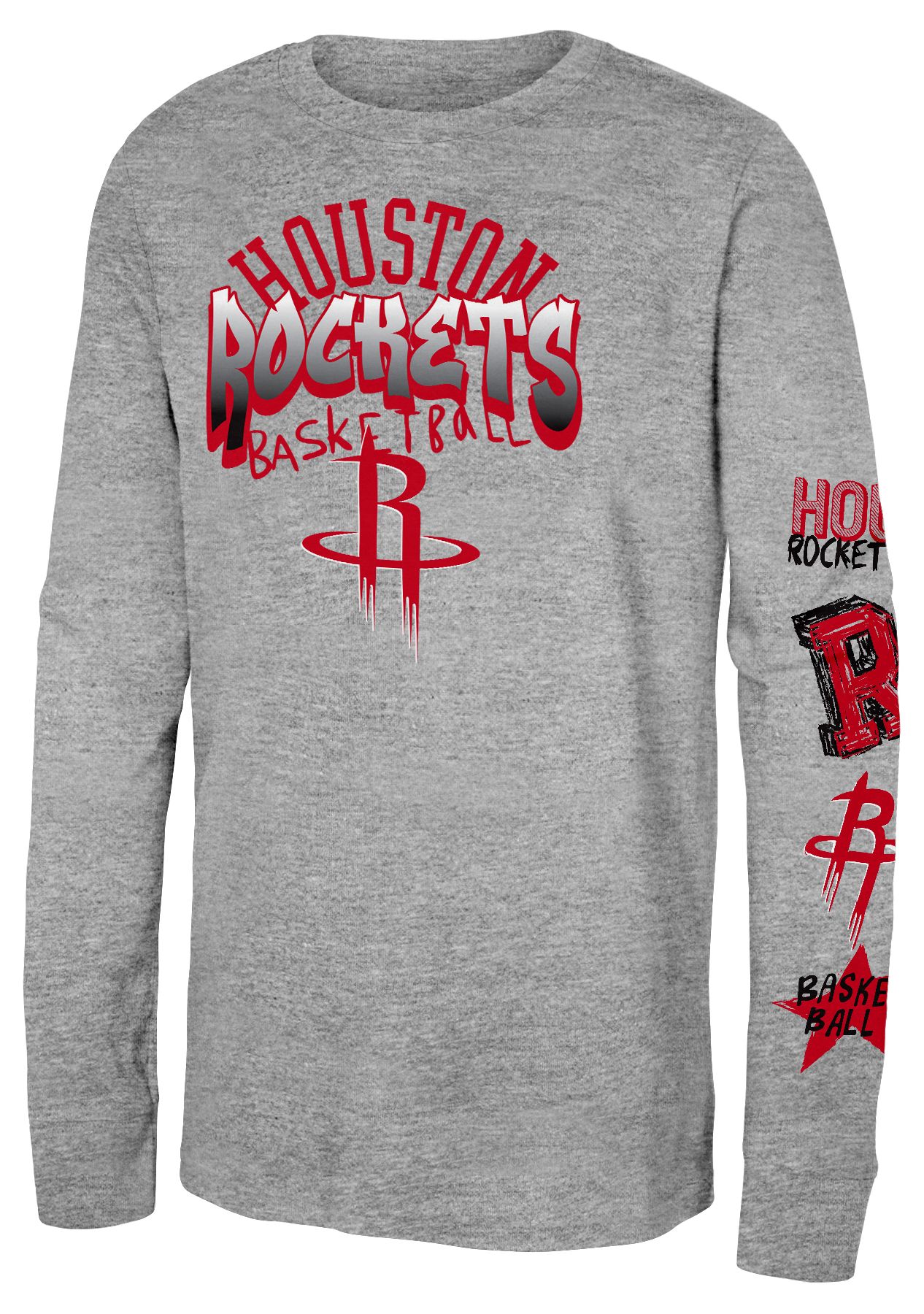 Outerstuff Youth Houston Rockets Street Grey Long Sleeve T-Shirt