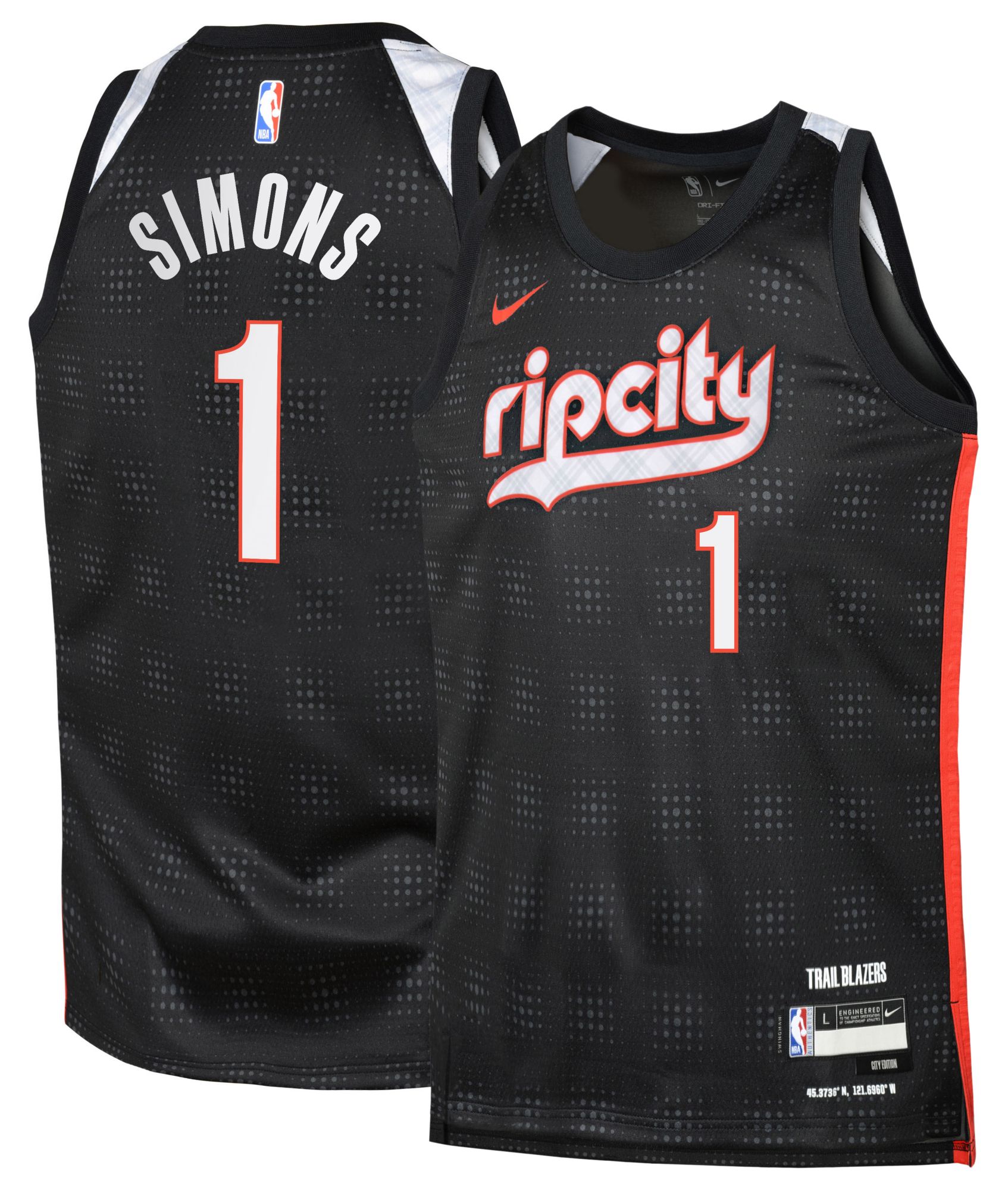 Nike Youth 2024-25 City Edition Portland Trail Blazers Anfernee Simons #1 Swingman Jersey