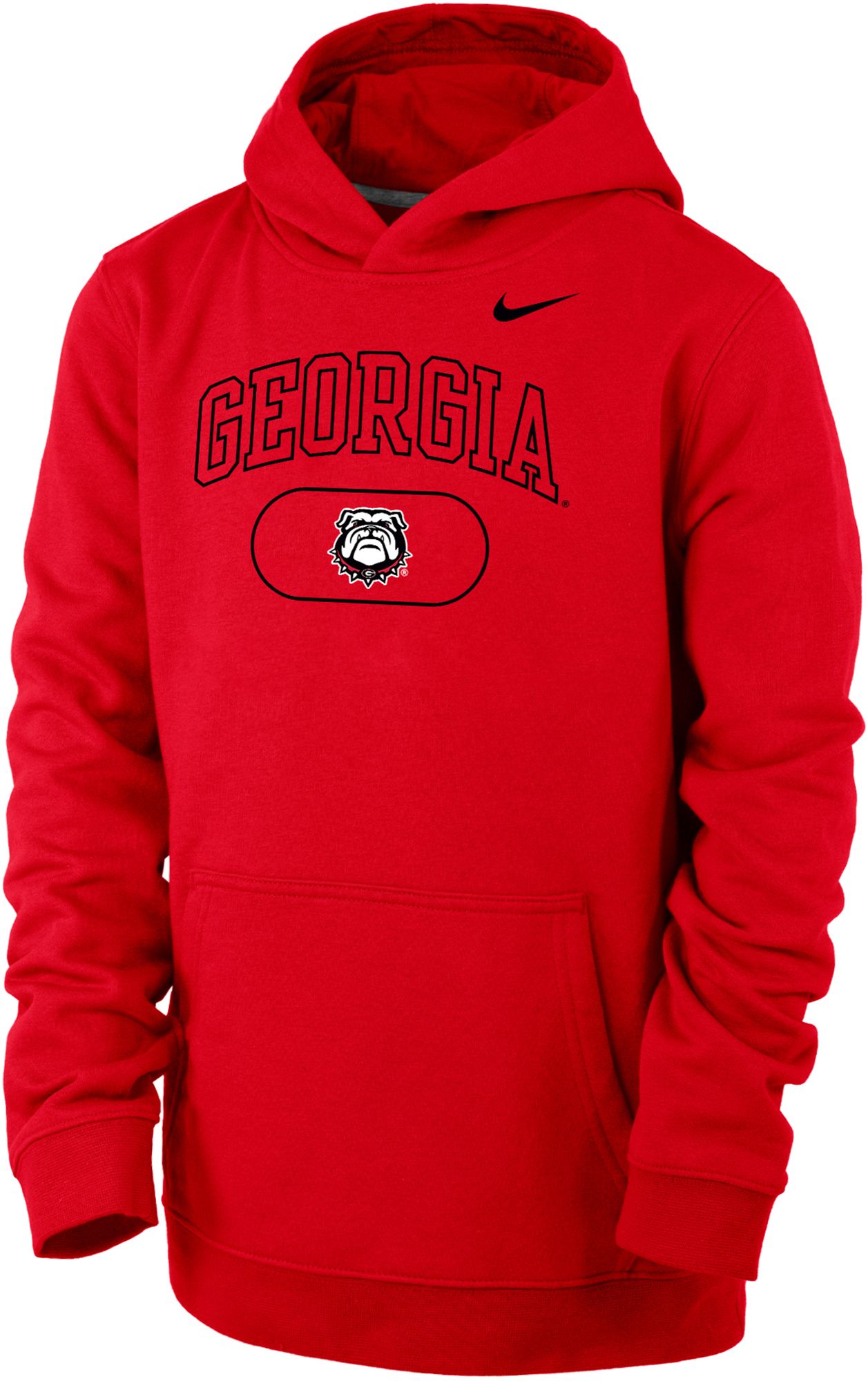 Nike Youth Georgia Bulldogs Red Club Fleece Pill Arch Wordmark Pullover Hoodie