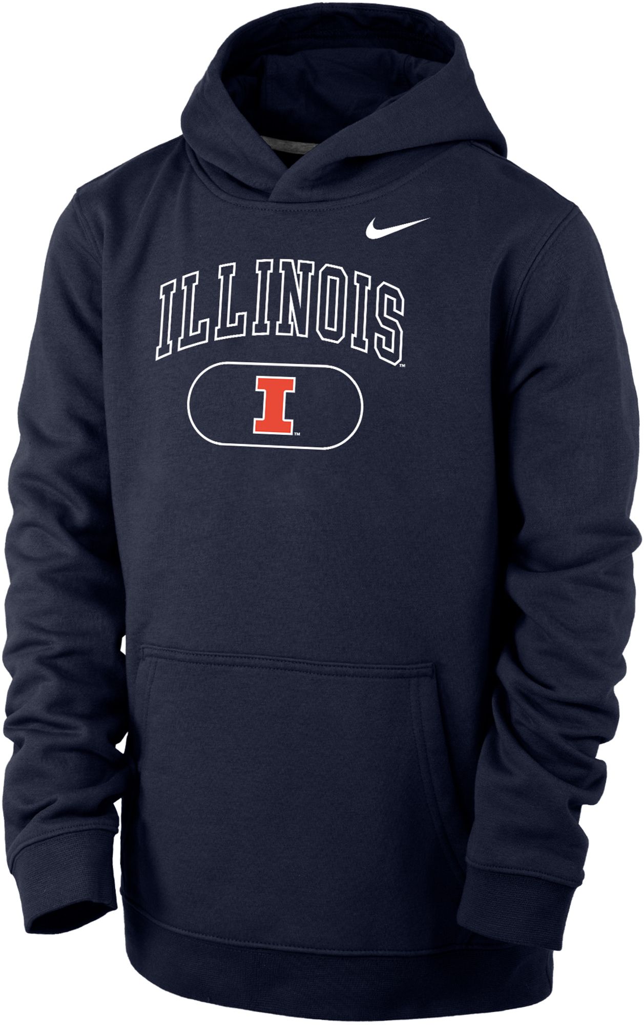 Nike Youth Illinois Fighting Illini Blue Club Fleece Pill Arch Wordmark Pullover Hoodie