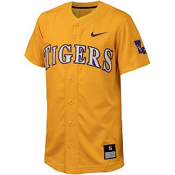 Nike Youth LSU Tigers Gold Full Button Replica Baseball Jersey