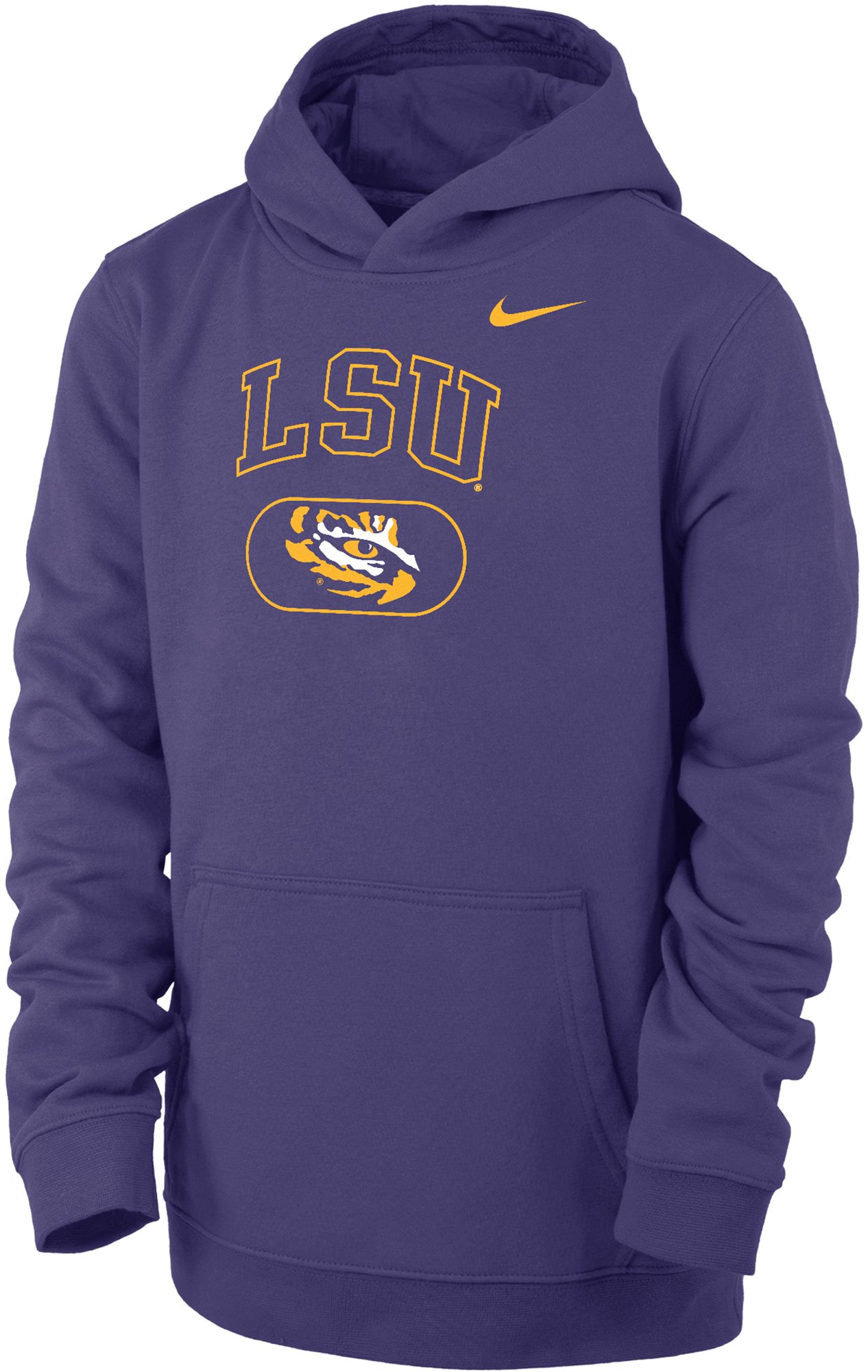Nike Youth LSU Tigers Purple Club Fleece Pill Arch Wordmark Pullover Hoodie