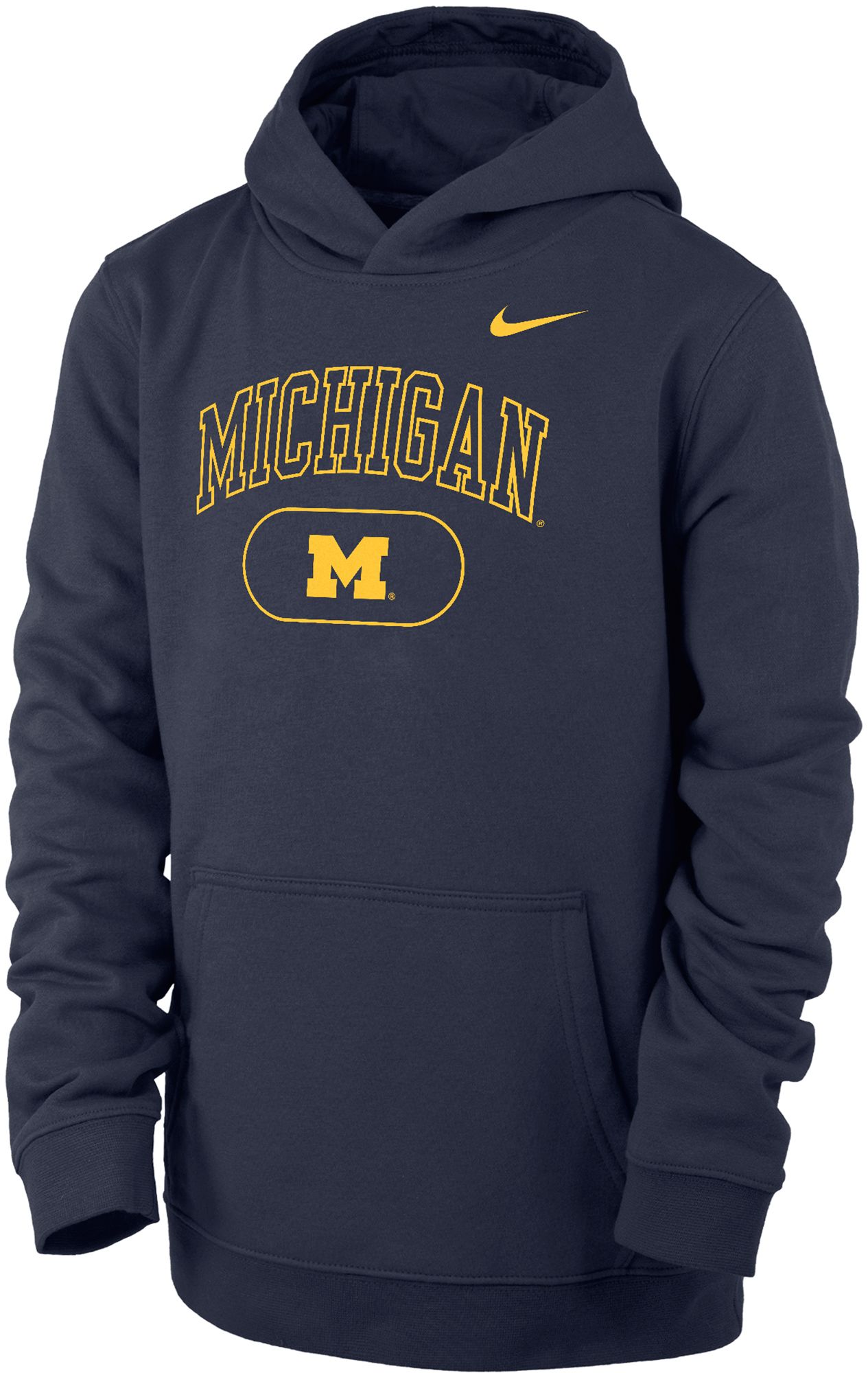 Nike Youth Michigan Wolverines Blue Club Fleece Pill Arch Wordmark Pullover Hoodie