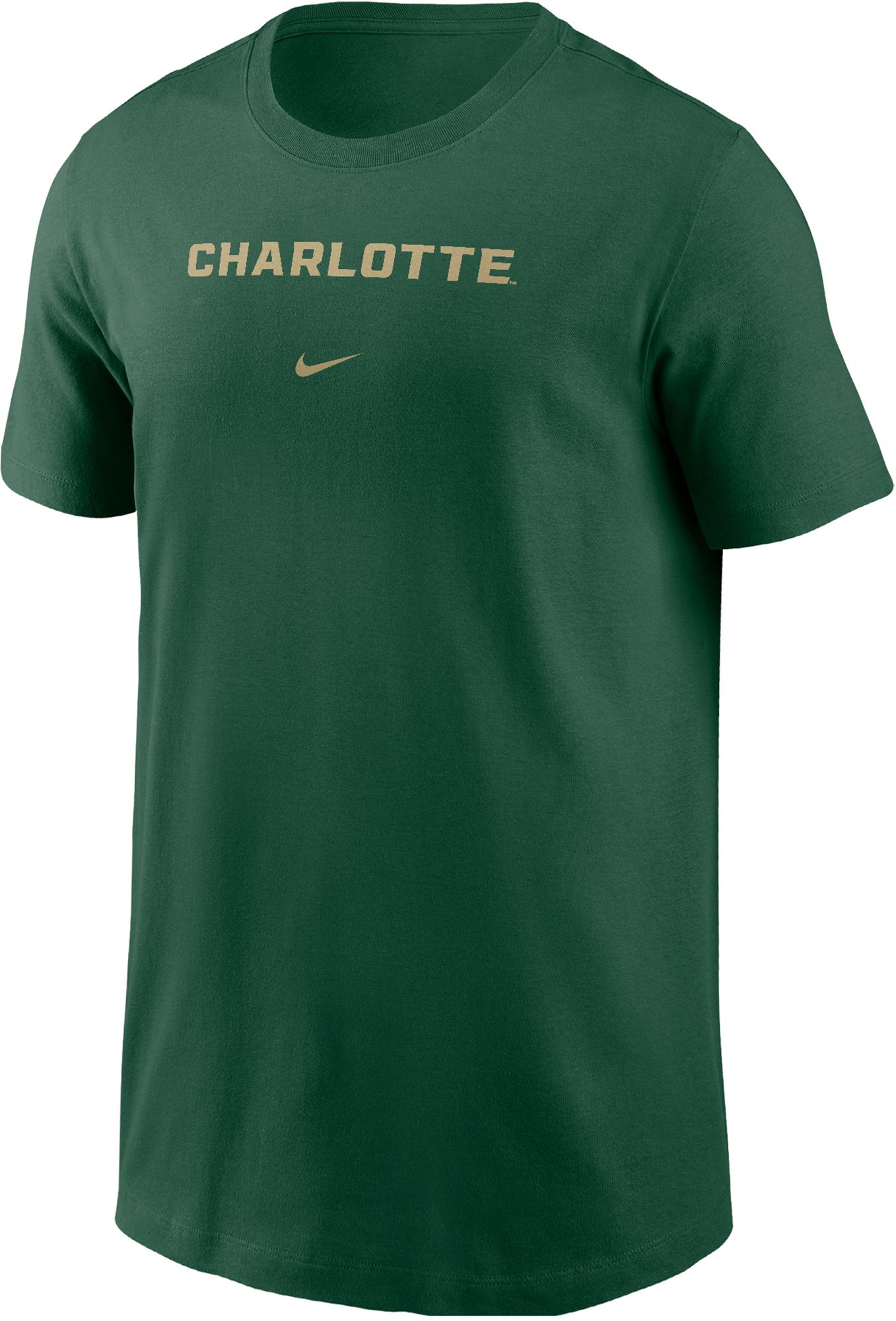 Nike Youth Charlotte 49ers Green Core Cotton Arch Wordmark T-Shirt