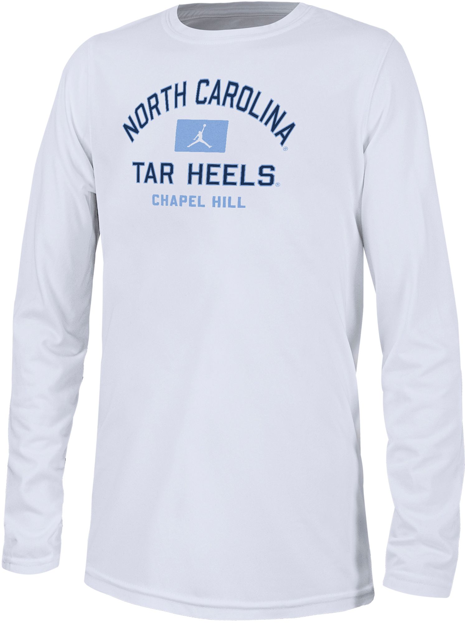 Nike Youth North Carolina Tar Heels White Dri-FIT Legend Arch Wordmark Long Sleeve T-Shirt