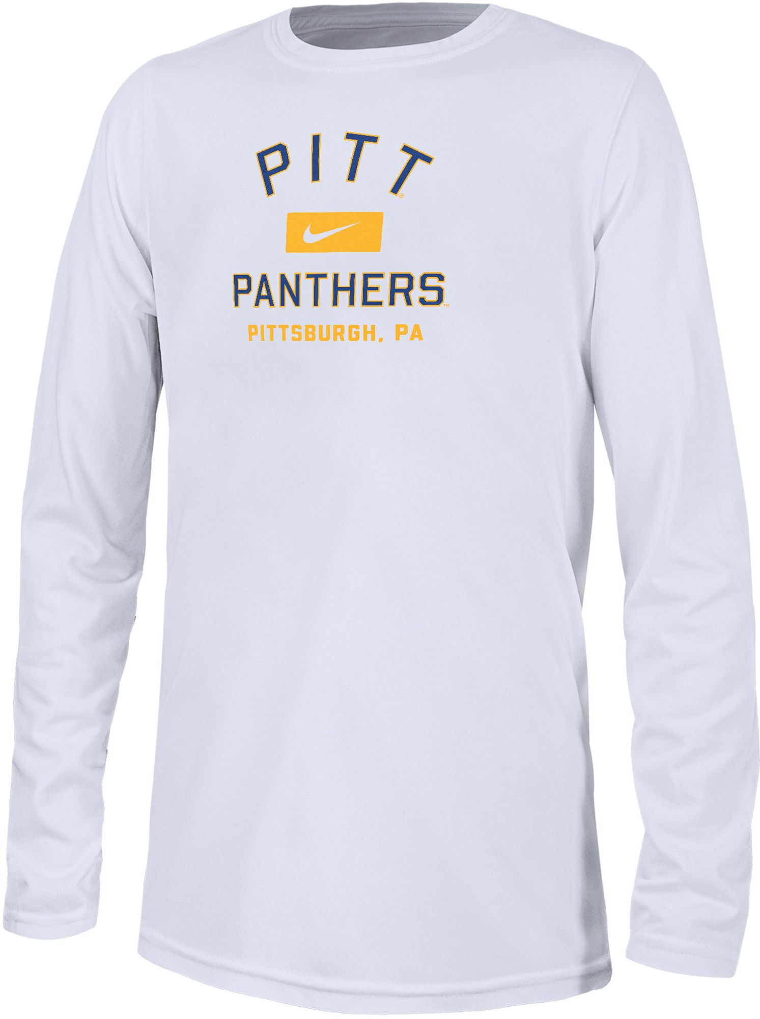 Nike Youth Pitt Panthers White Dri-FIT Legend Arch Wordmark Long Sleeve T-Shirt