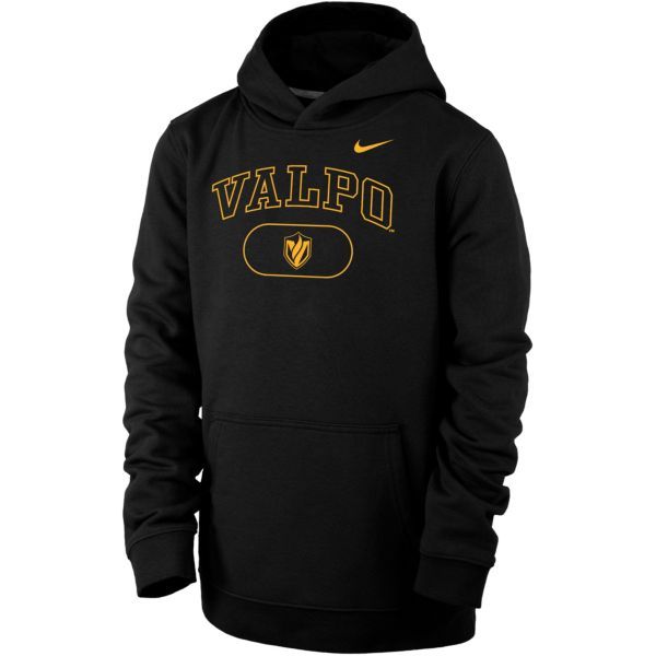 Nike Youth Valparaiso Beacons Black Club Fleece Pill Arch Wordmark Pullover Hoodie
