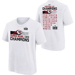 Nike Youth Super Bowl LVIII Champions Kansas City Chiefs Roster T-Shirt