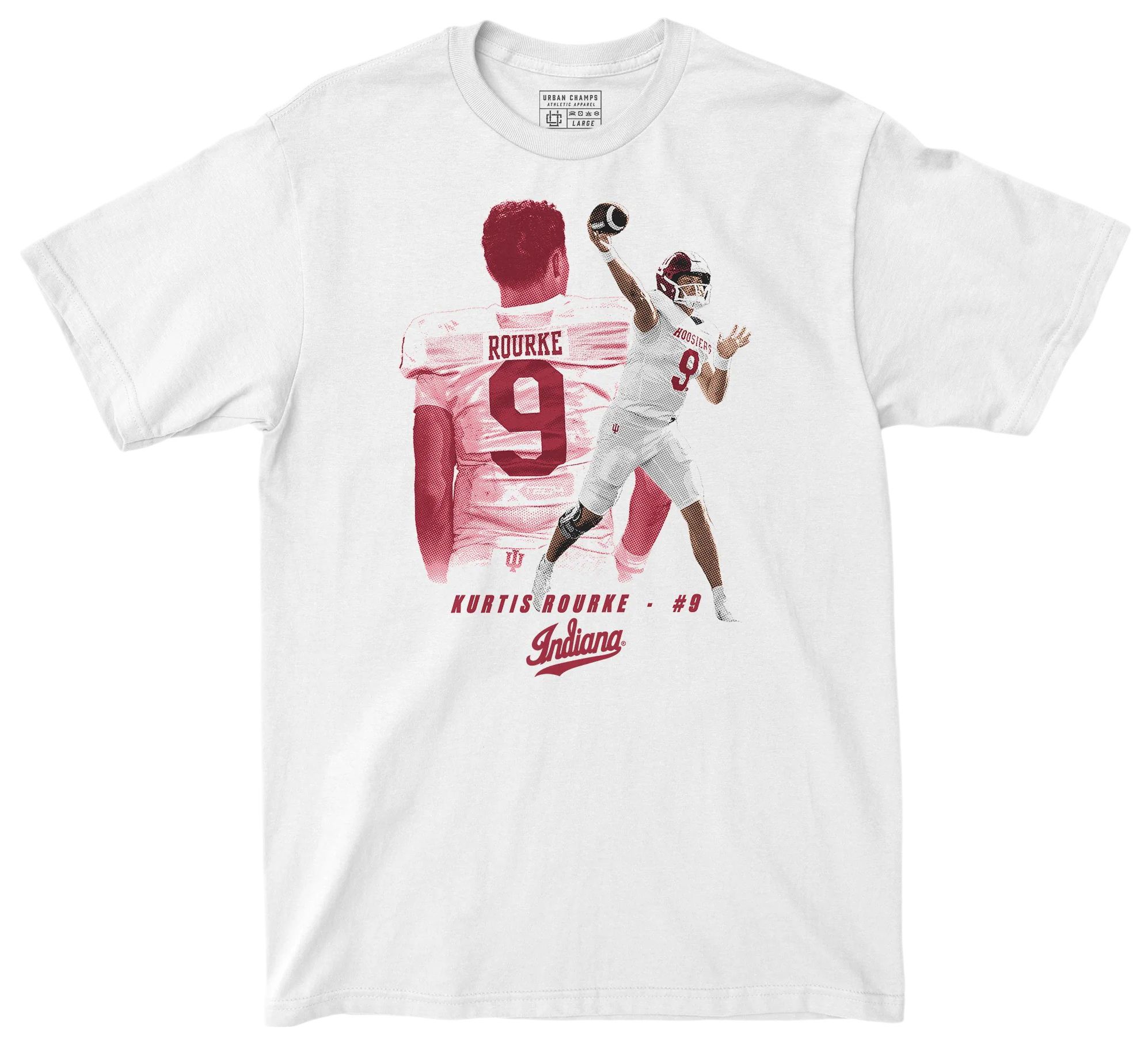 Campus Ink Men's Indiana Hoosiers Kurtis Rourke #9 White T-Shirt