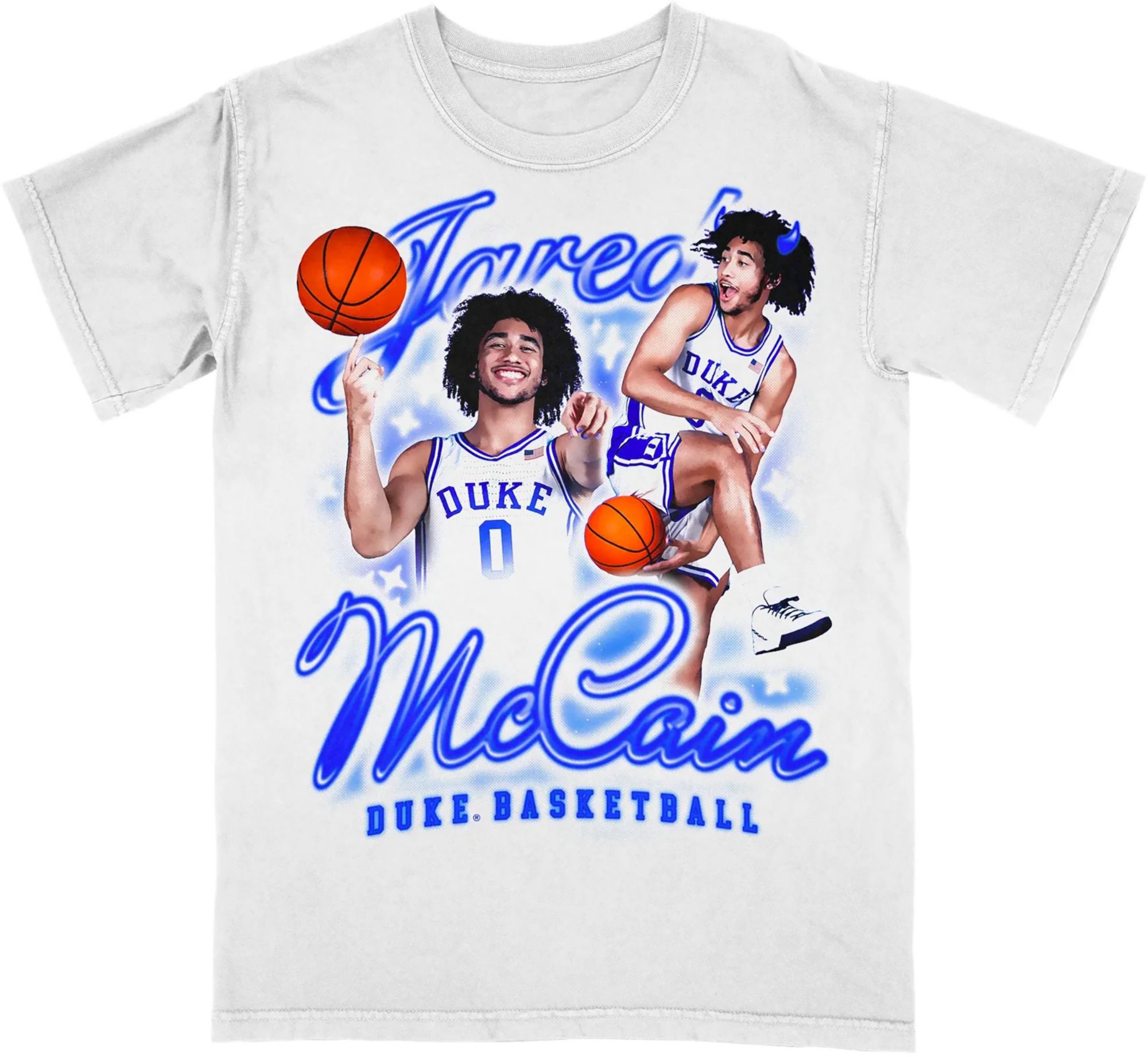 Campus Ink Youth Duke Blue Devils White Jared McCain Swirl Player T-Shirt