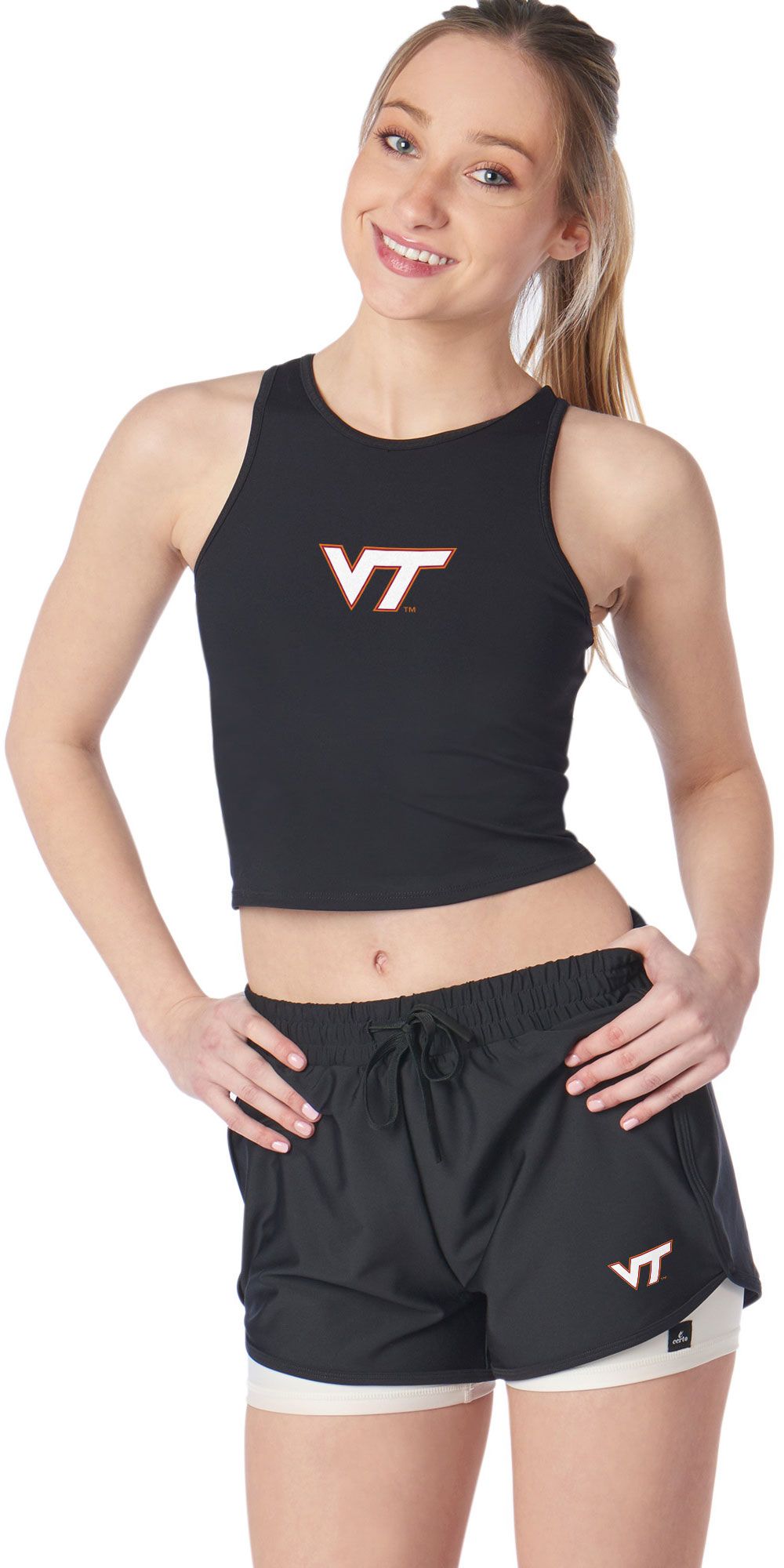 Certo Women's Virginia Tech Hokies Black 2-N-1 Lined Shorts