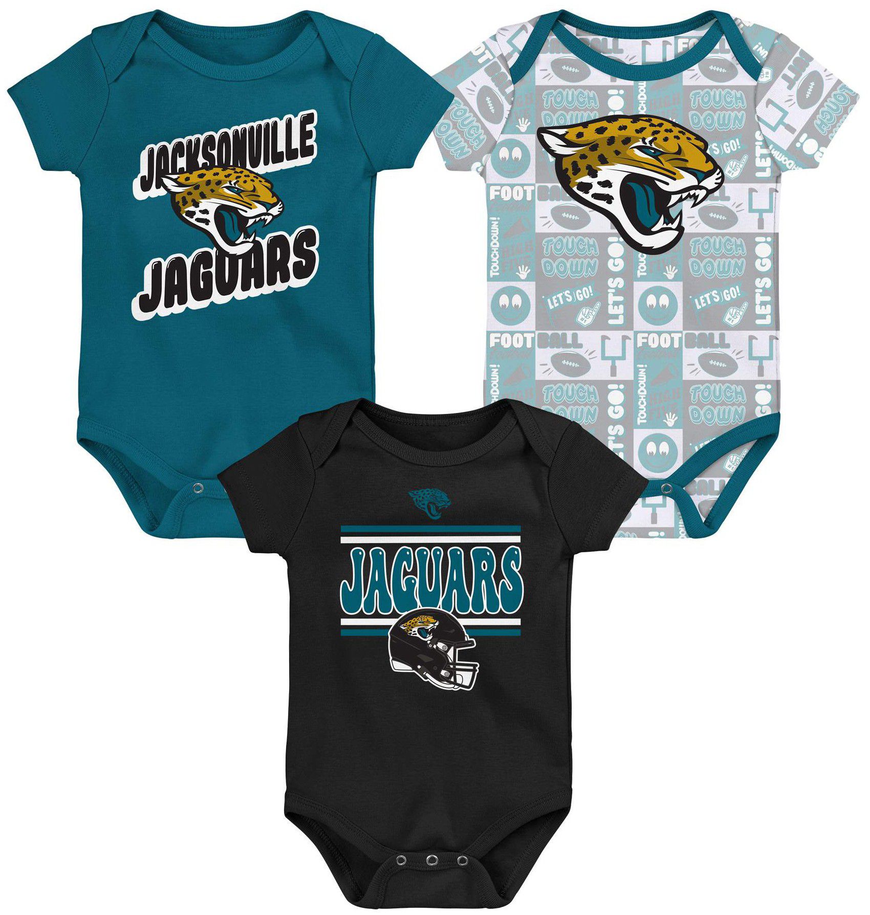 NFL Team Apparel Infant Jacksonville Jaguars Comics Team Color 3-Pack Onesie Set