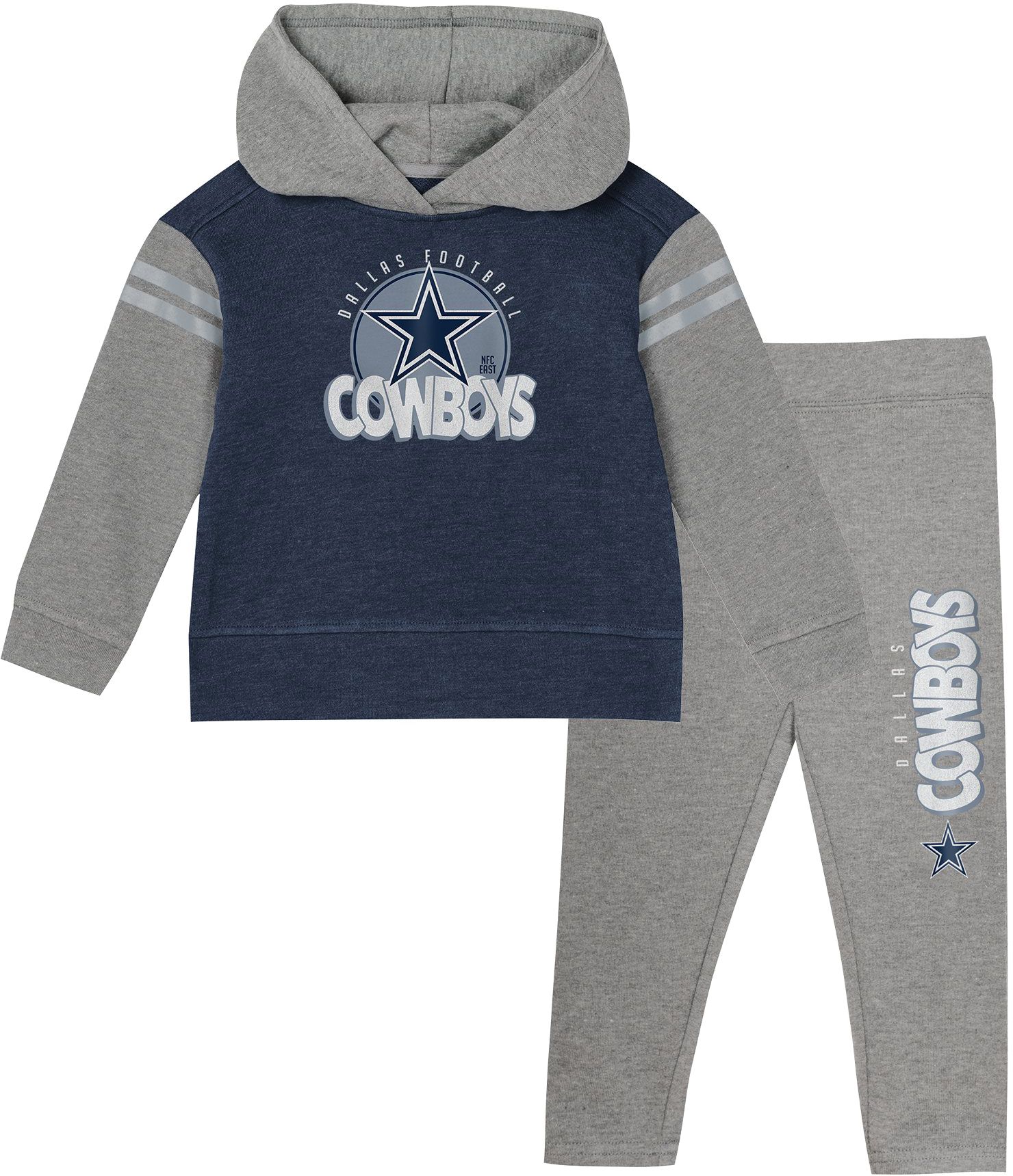 NFL Team Apparel Girls' Dallas Cowboys Clubhouse Hoodie and Pants Set