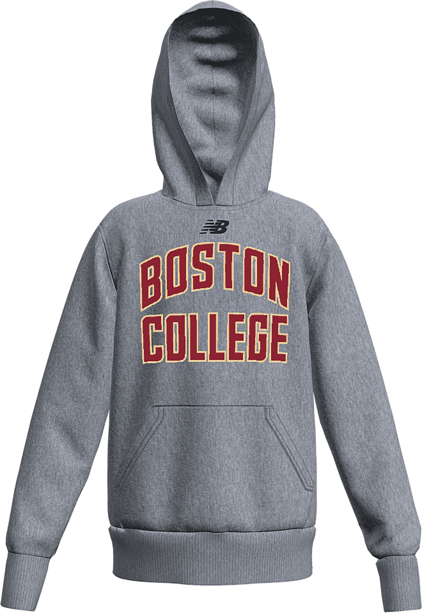 New Balance Youth Boston College Eagles Grey Wordmark Arch Hoodie