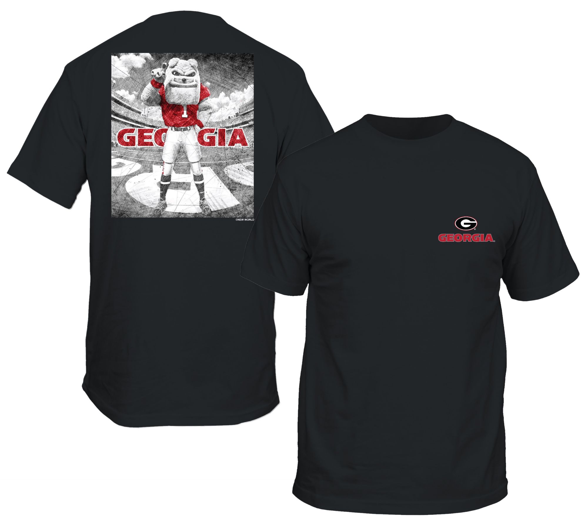 New World Graphics Men's Georgia Bulldogs Black Mascot T-Shirt