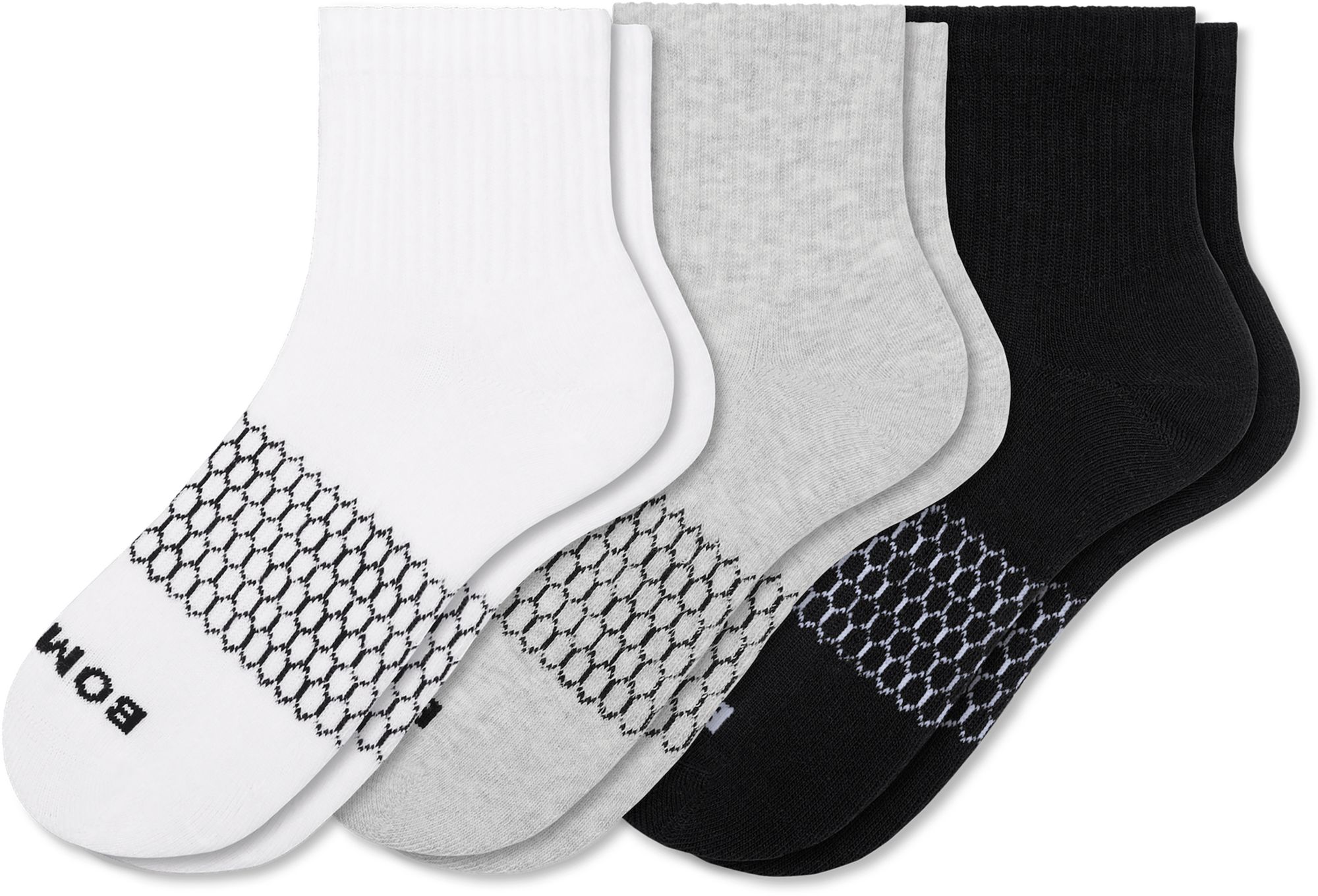 Bombas Solids Ribbed Quarter 3 Pack