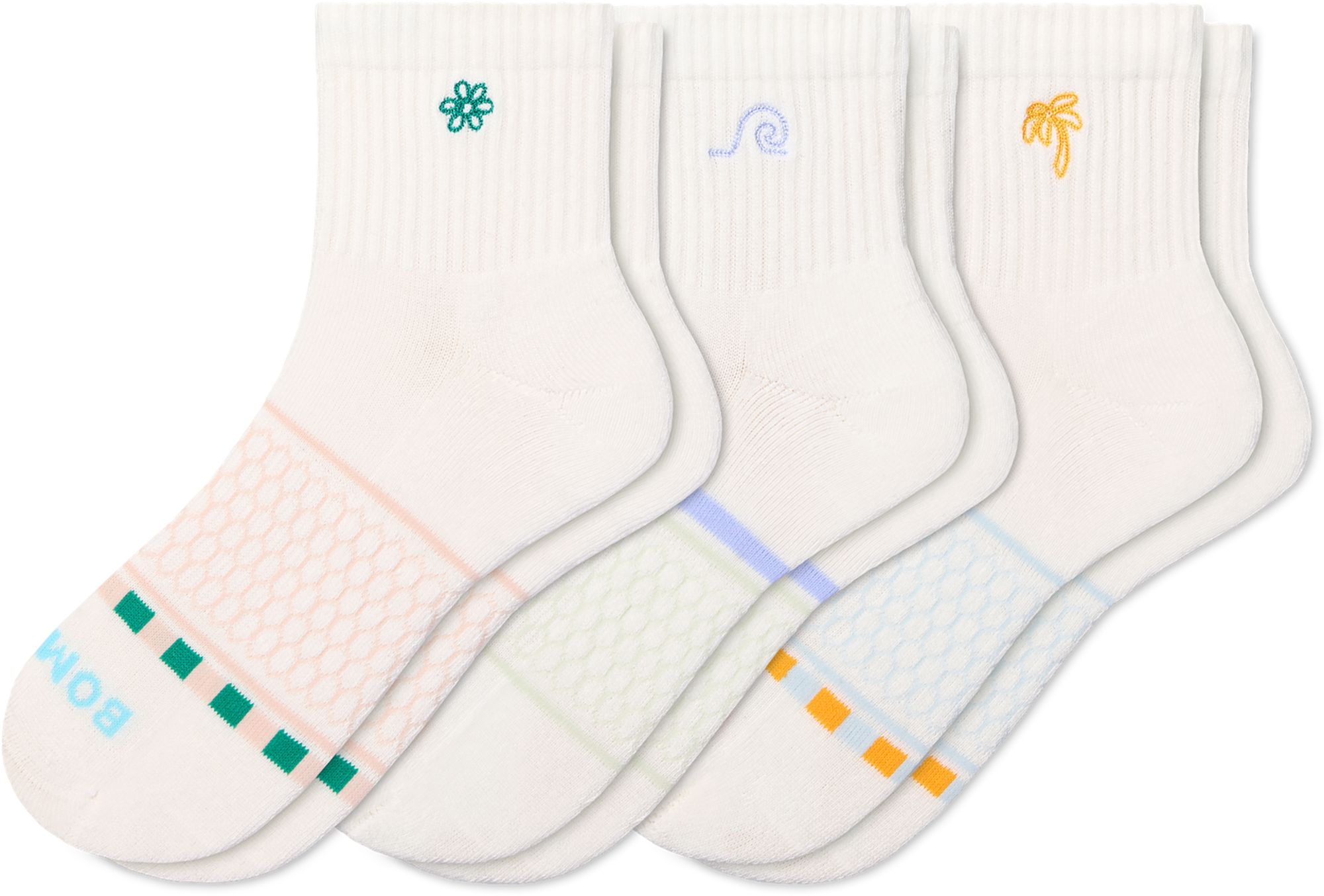 Bombas Solids Ribbed Quarter 3 Pack