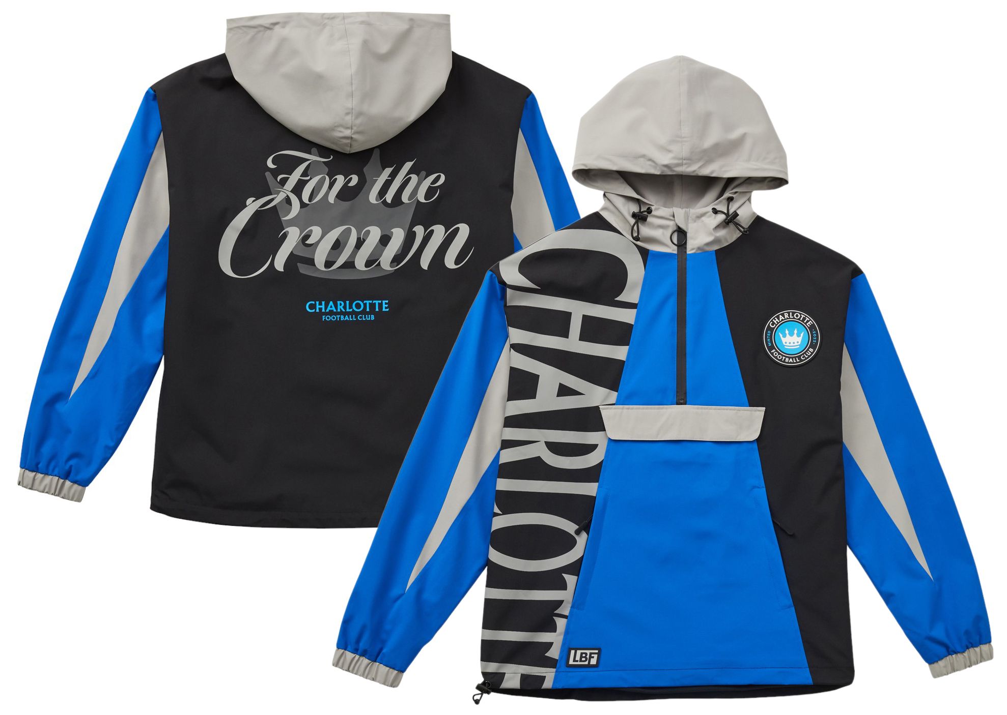 Live Breathe Futbol Men's Charlotte FC 2-Hit Multicolor Anorak Jacket