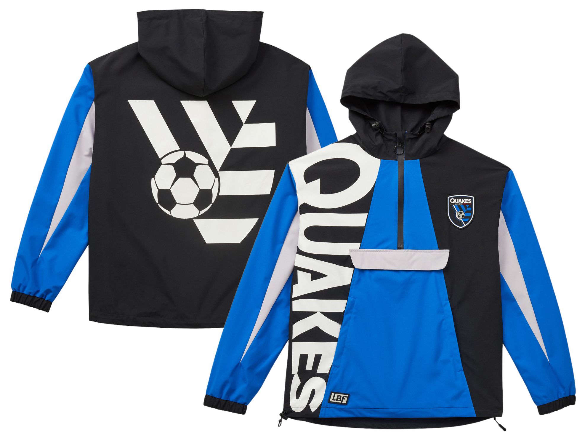 Live Breathe Futbol Men's San Jose Earthquakes 2-Hit Multicolor Anorak Jacket