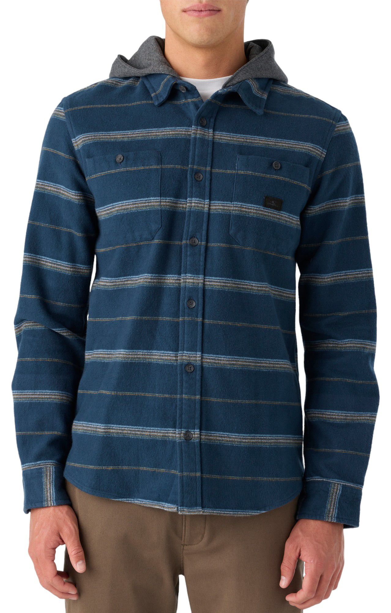 O'Neill Men's Landmarked Stripe Hooded Flannel Shirt