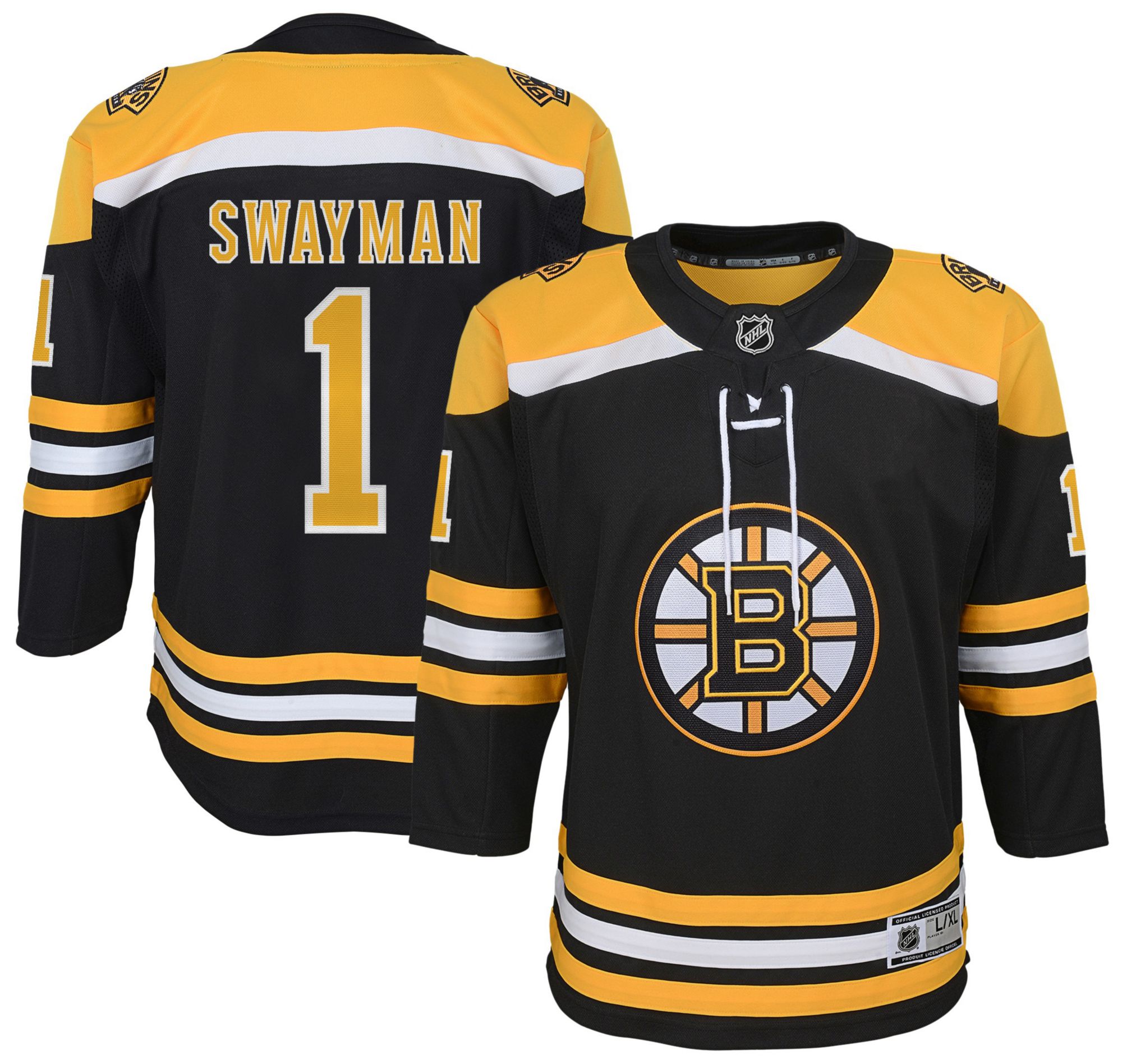 NHL Youth Boston Bruins Jeremy Swayman #1 Black Home Jersey