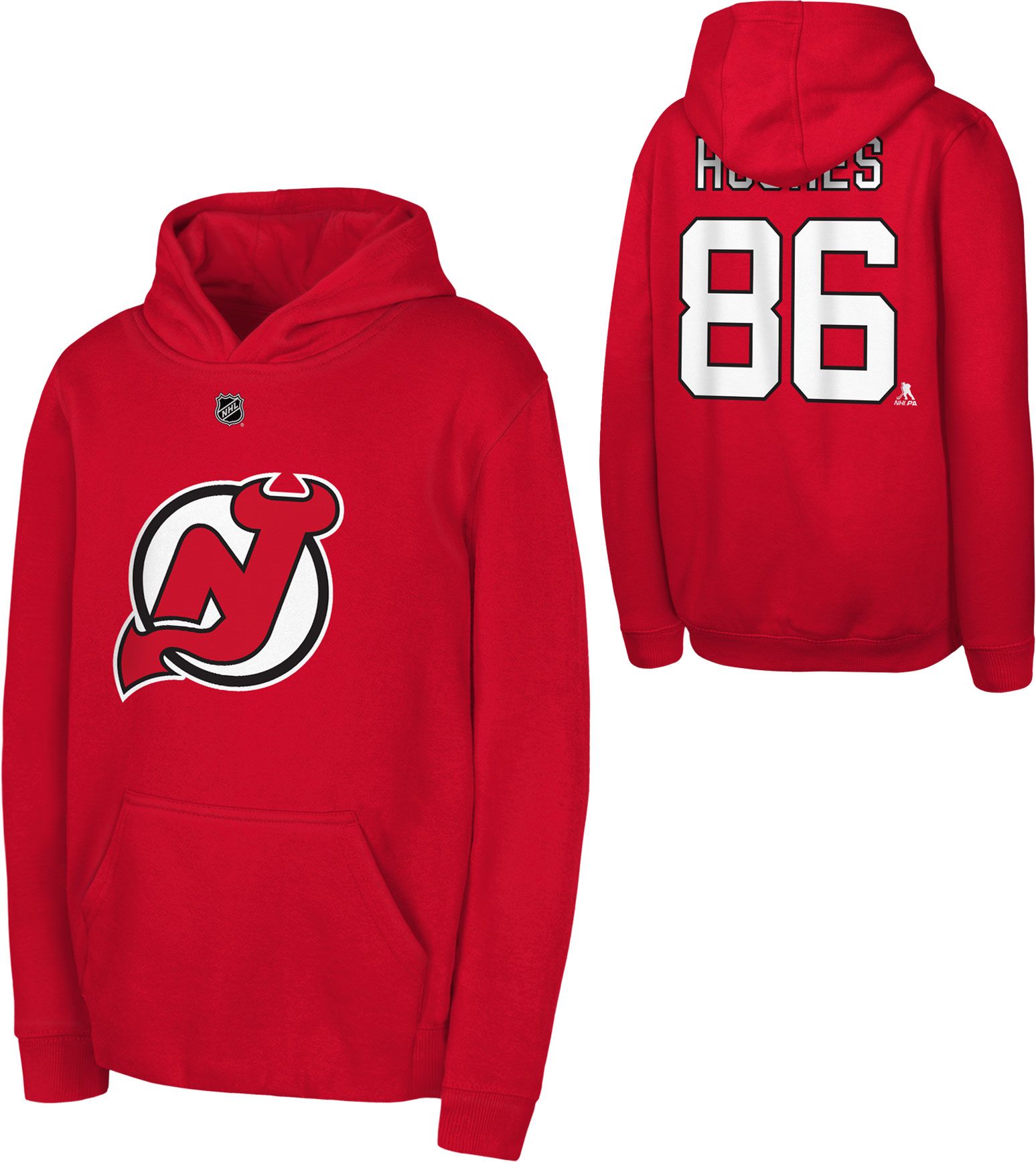NHL Youth New Jersey Devils Jack Hughes #86 2024-2025 Home Pullover Hoodie