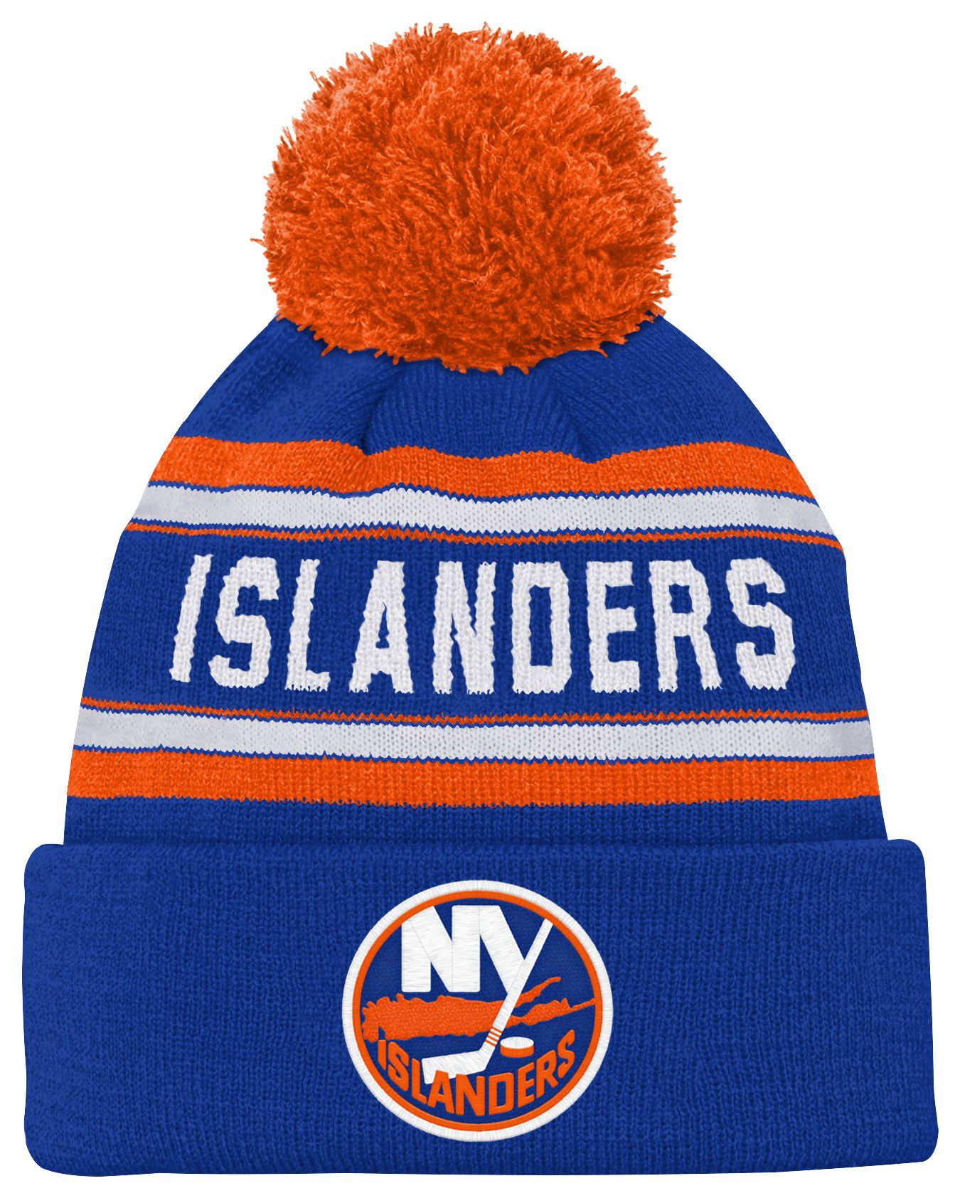 NHL Youth New York Islanders Jacquard Royal Pom Knit Beanie