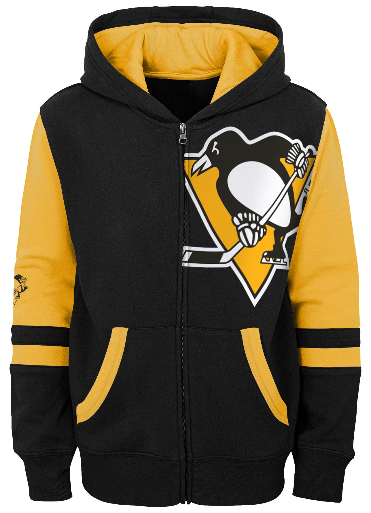 NHL Youth Pittsburgh Penguins Face Off Black Full-Zip Hoodie
