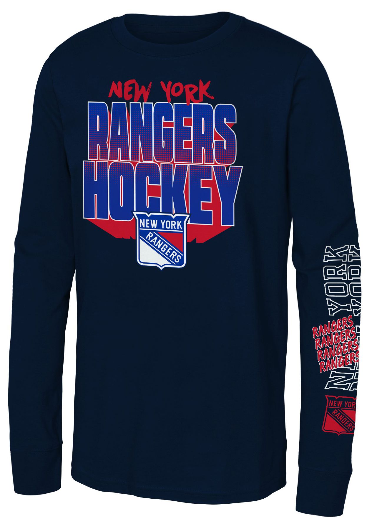 NHL Youth New York Rangers Standout Navy Long Sleeve Shirt