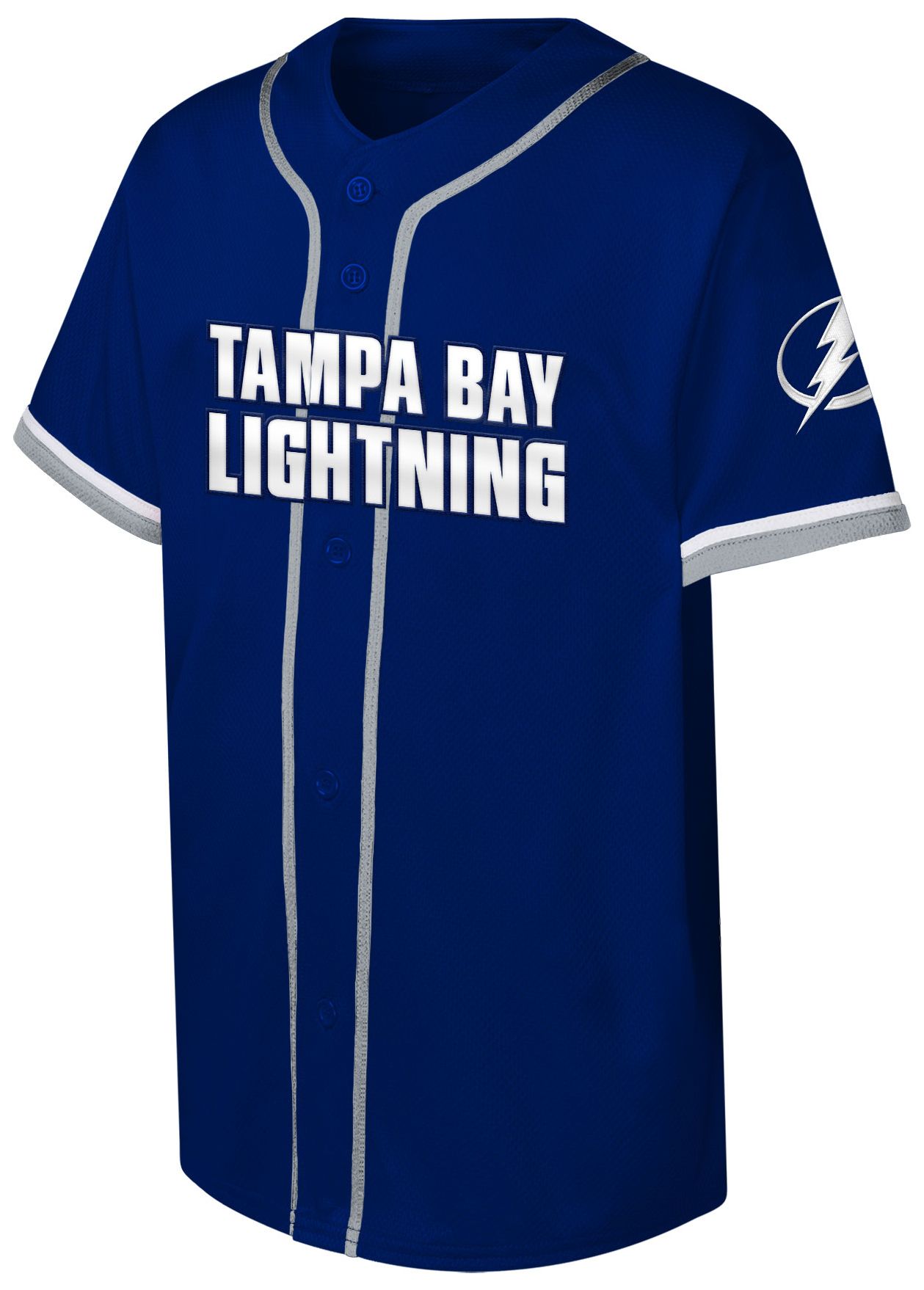NHL Youth Tampa Bay Lightning Royal Full Button Replica Baseball Jersey