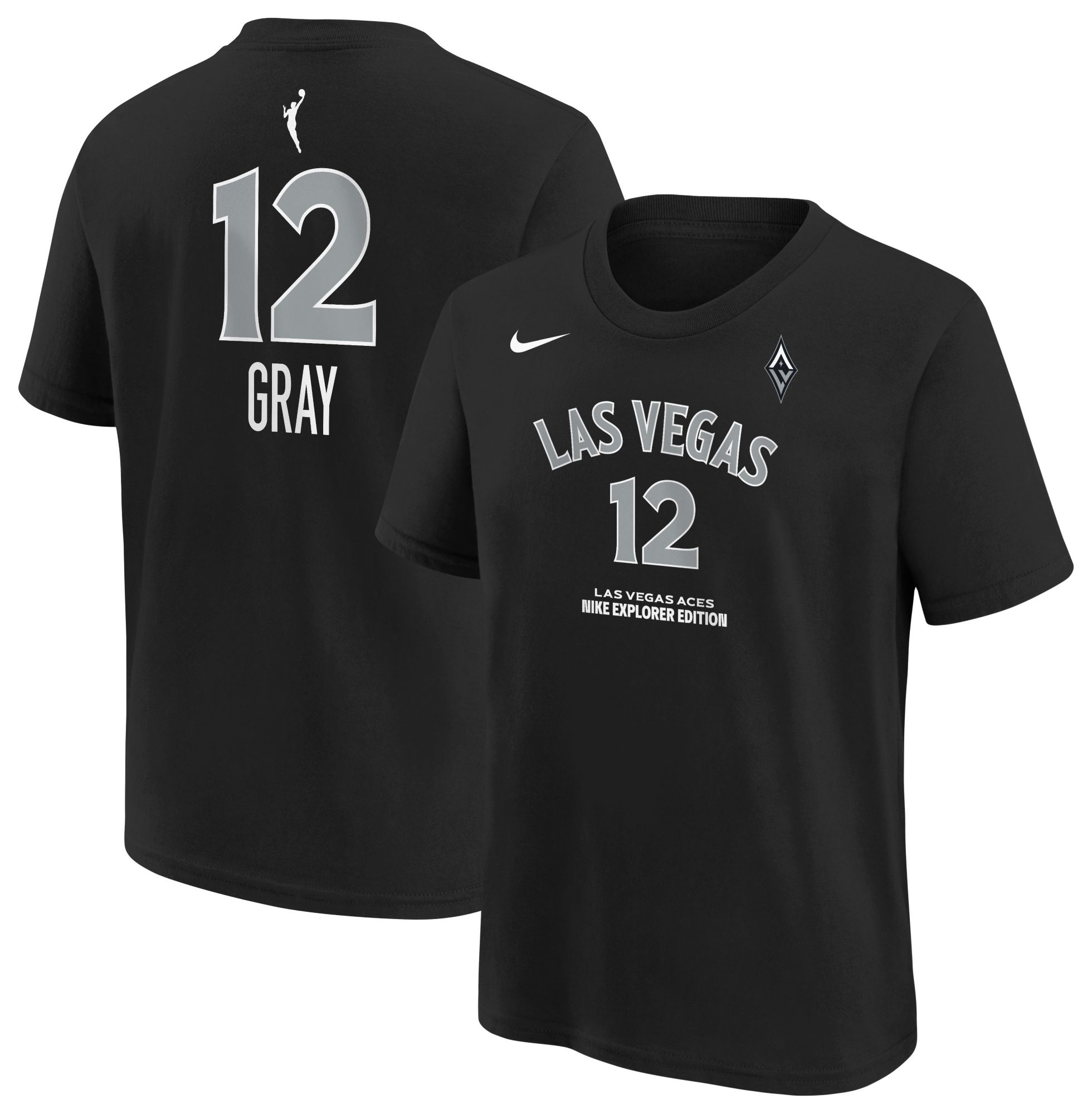 Nike Youth Las Vegas Aces Black Chelsea Gray #12 Explorer T-Shirt