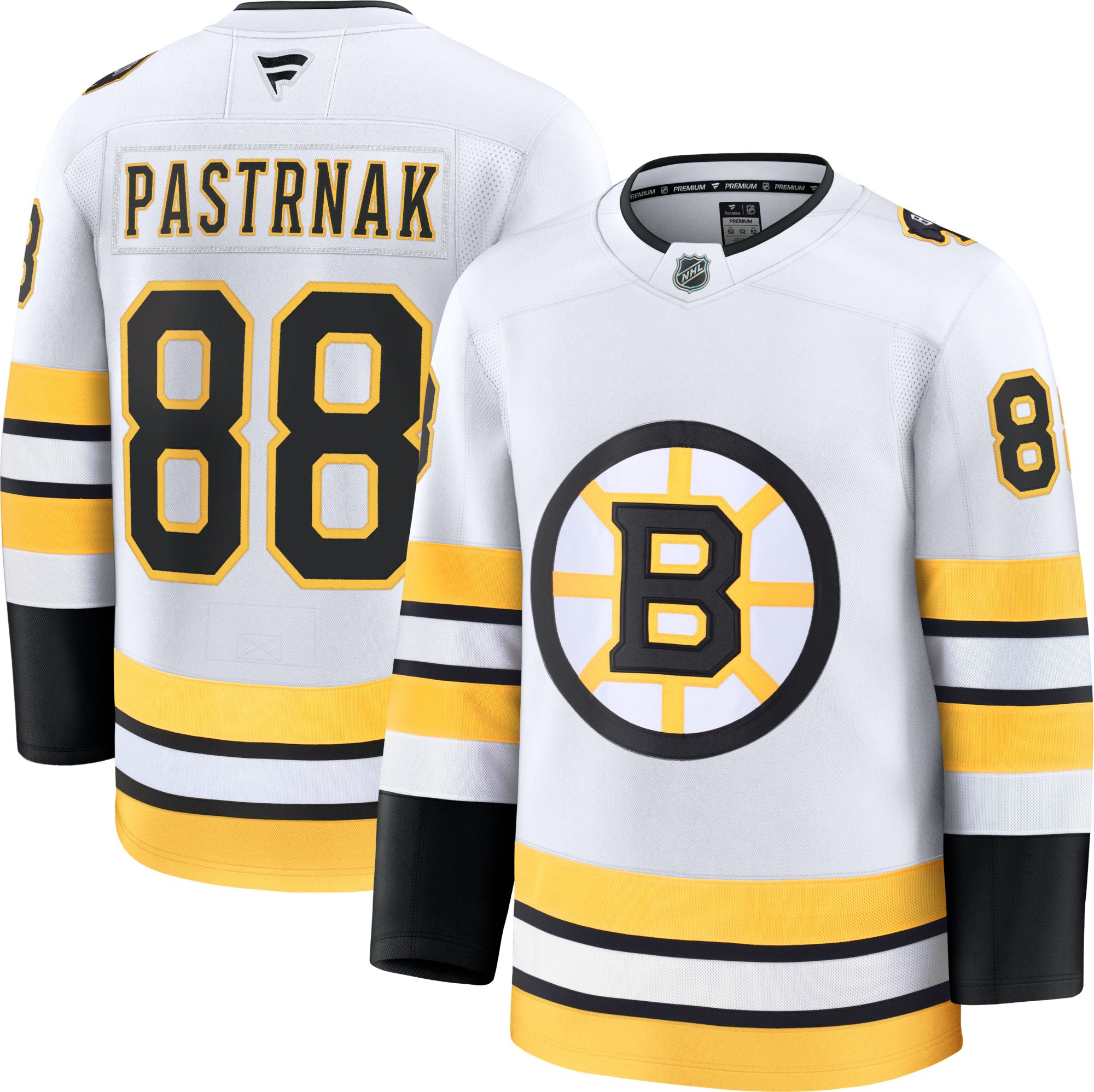 NHL Men's Boston Bruins David Pastrnak #88 White Premium Authentic Away Jersey