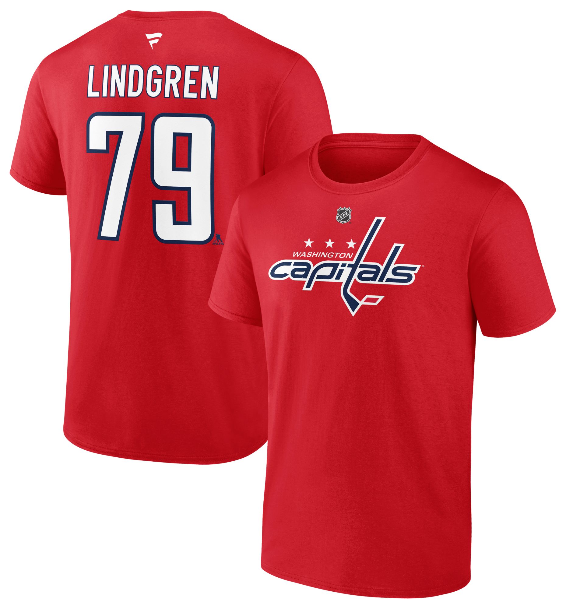 NHL Adult Washington Capitals Charlie Lindgren #79 2024-2025 Red T-Shirt