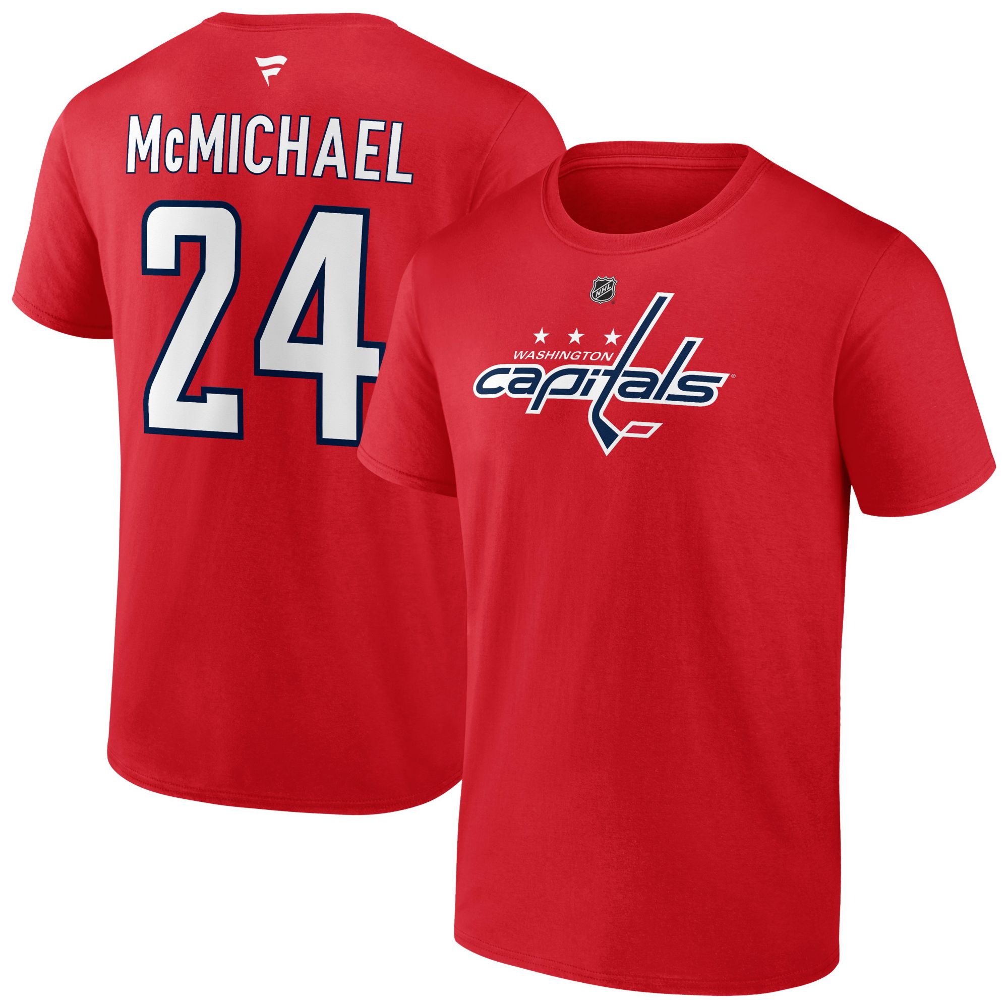 NHL Adult Washington Capitals Connor McMichael #24 2024-2025 Red T-Shirt