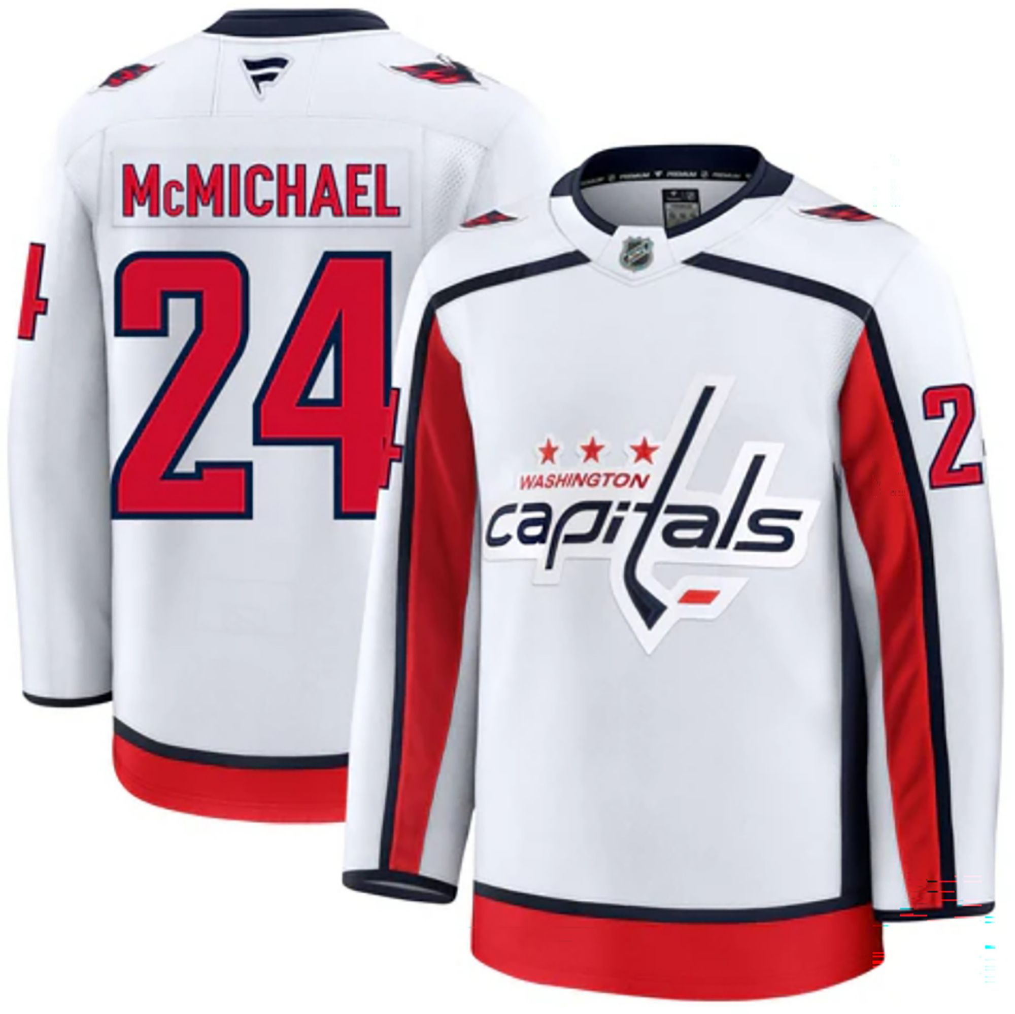 NHL Men's Washington Capitals Connor McMichael #24 White Away Jersey
