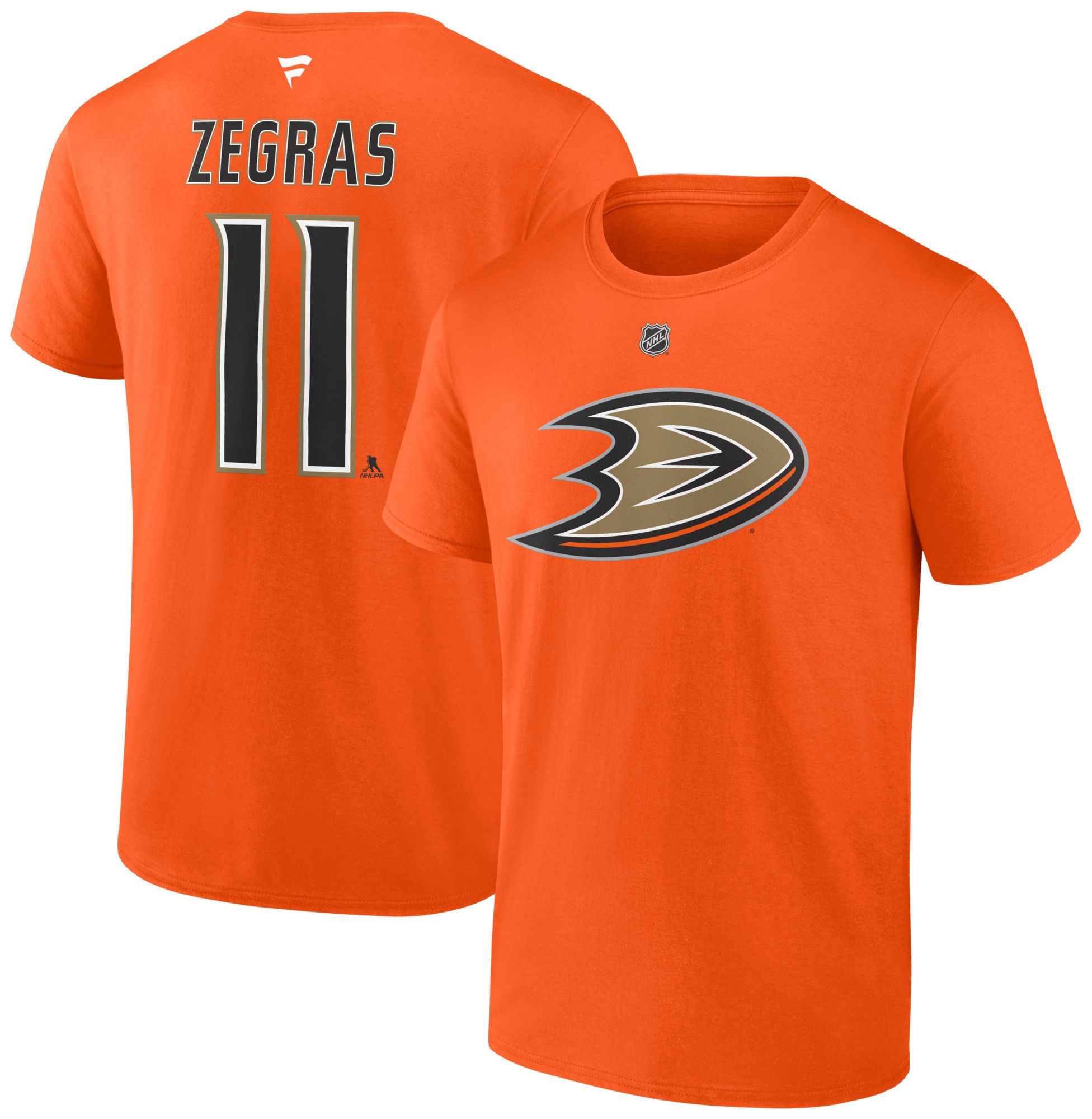 NHL Adult Anaheim Ducks Trevor Zegras #11 Orange T-Shirt
