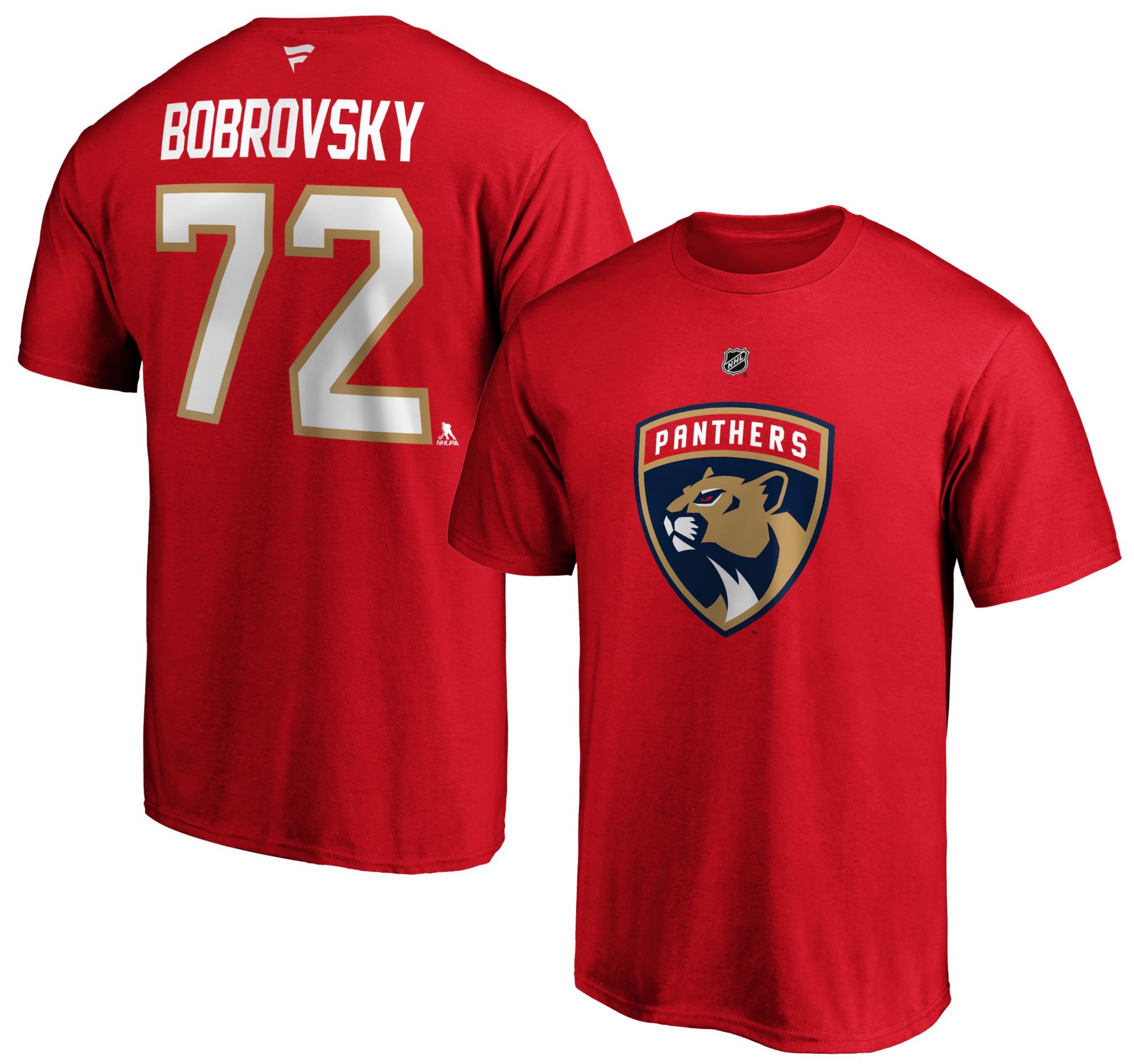 NHL Adult Florida Panthers Sergei Bobrovsky #72 Red T-Shirt