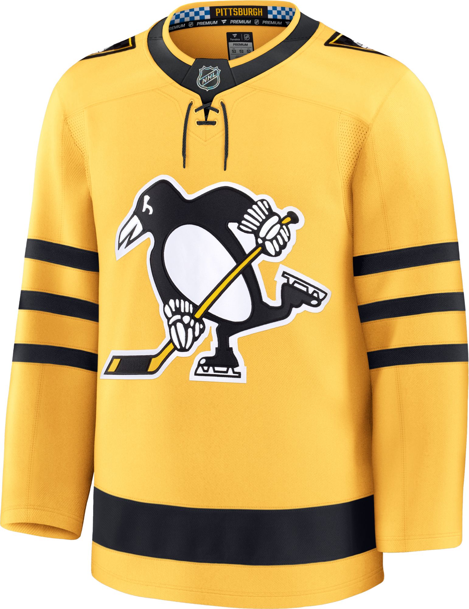 NHL Men's Pittsburgh Penguins Yellow Premium Authentic Alternate Jersey