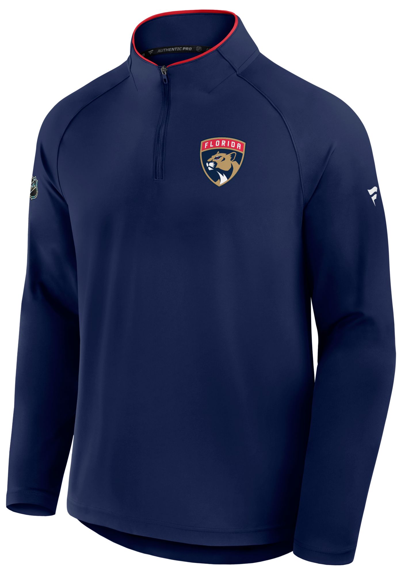 NHL Men's Florida Panthers Navy Rink Train Quarter-Zip Pullover